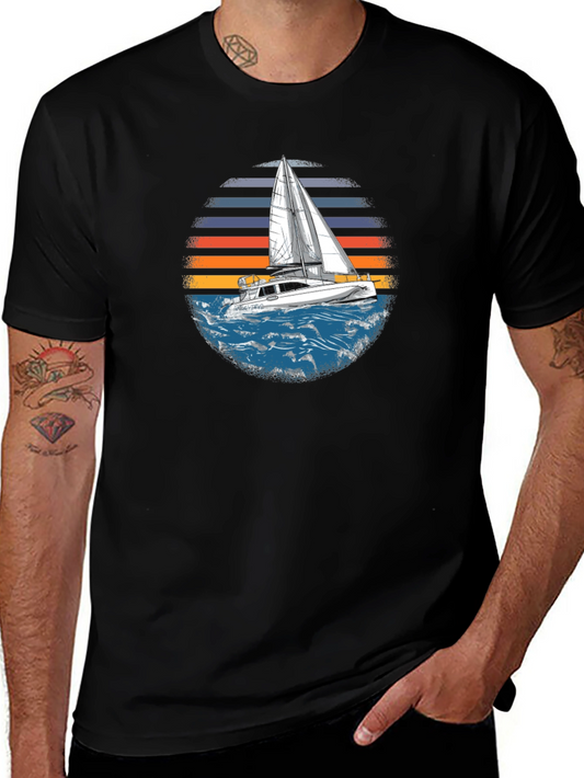 Sailboat Sunset Graphic Tee - Black