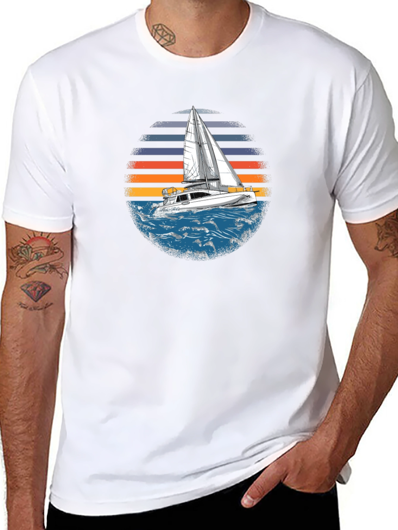Sailboat Sunset Graphic Tee - Black