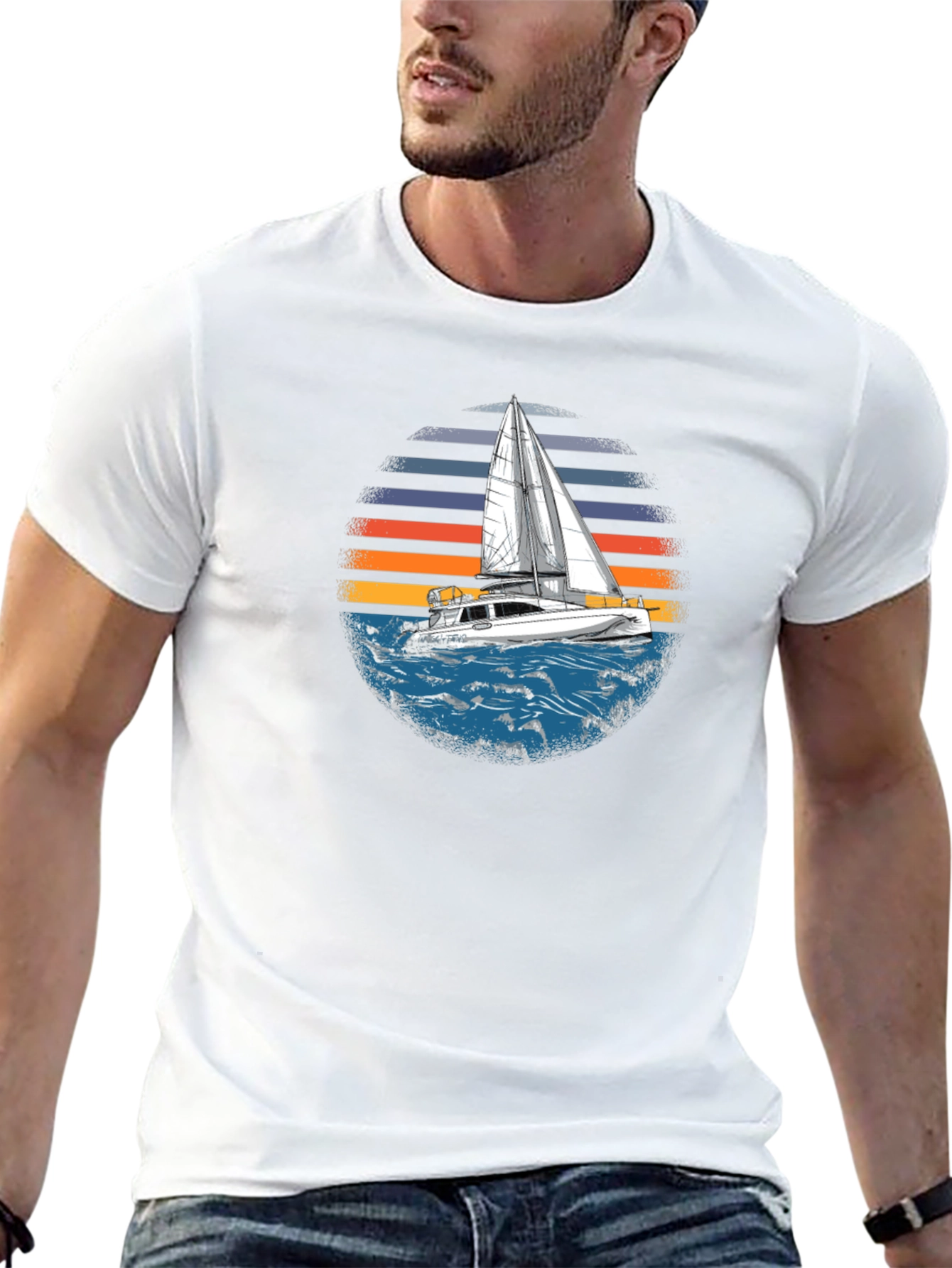 Sailboat Sunset Graphic Tee - Black