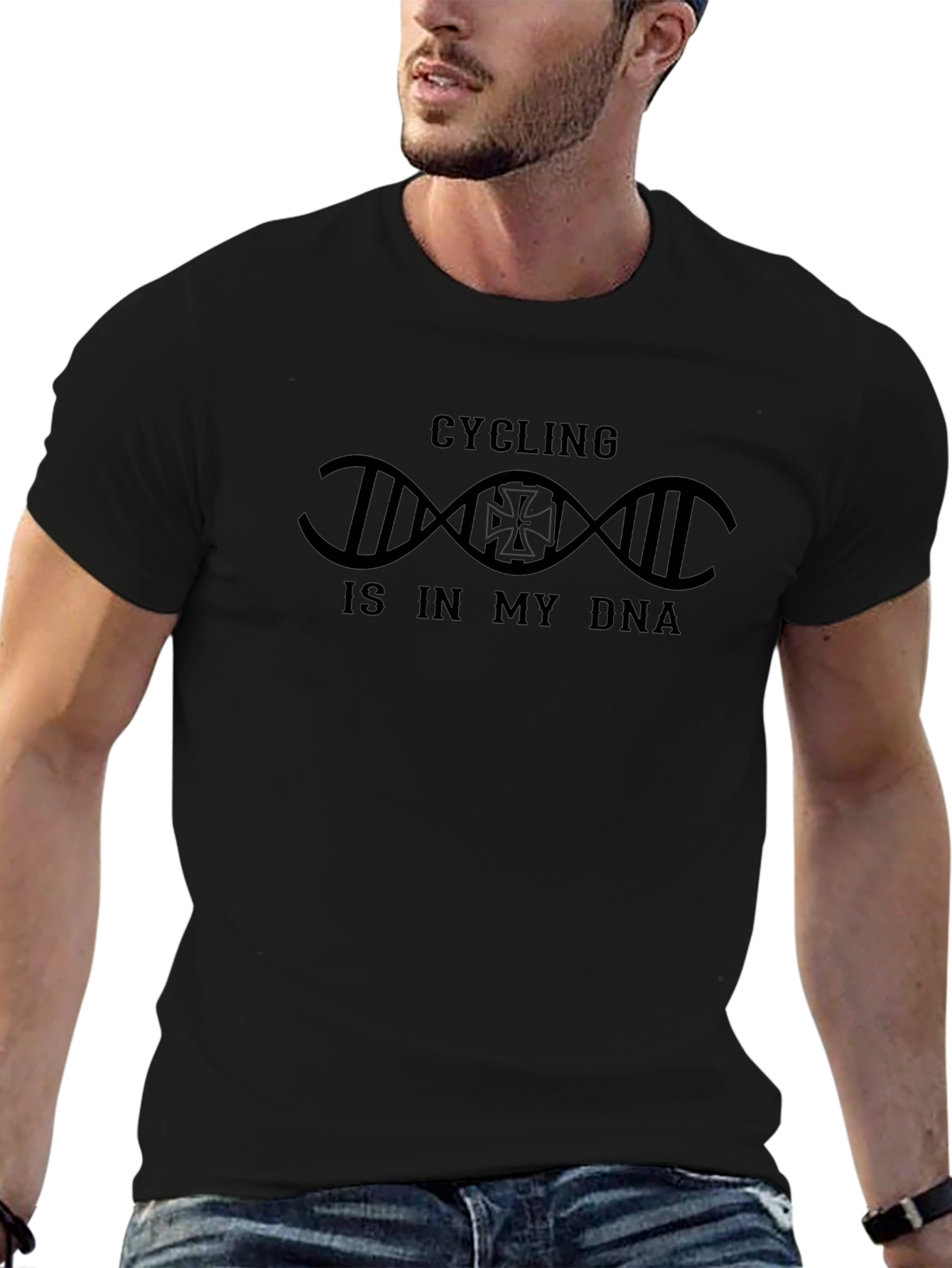 Cycling DNA T-Shirt - Black Cotton Tee