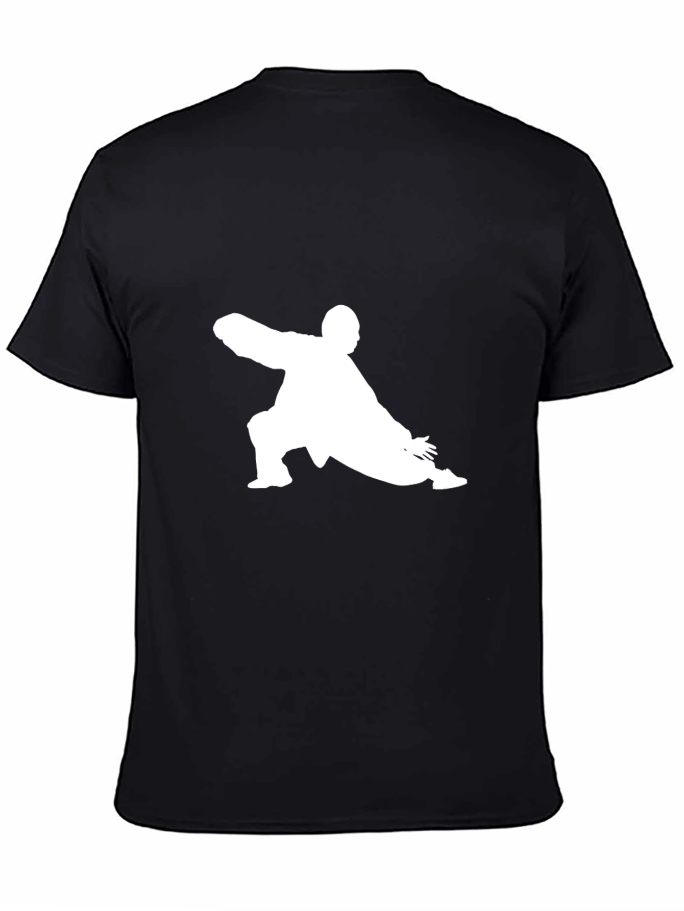 Black T-Shirt with Kung Fu Silhouette Design
