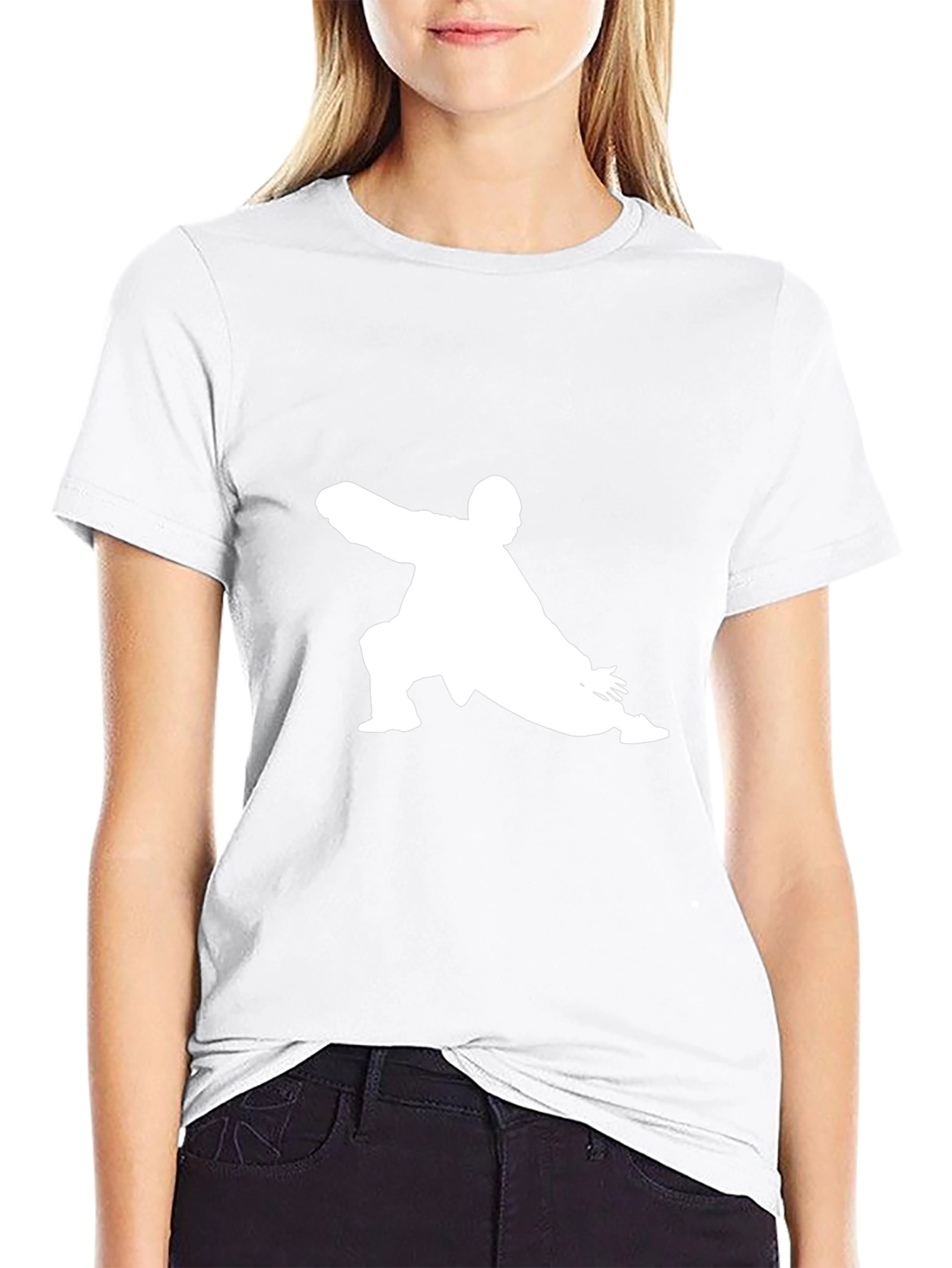 Black T-Shirt with Kung Fu Silhouette Design