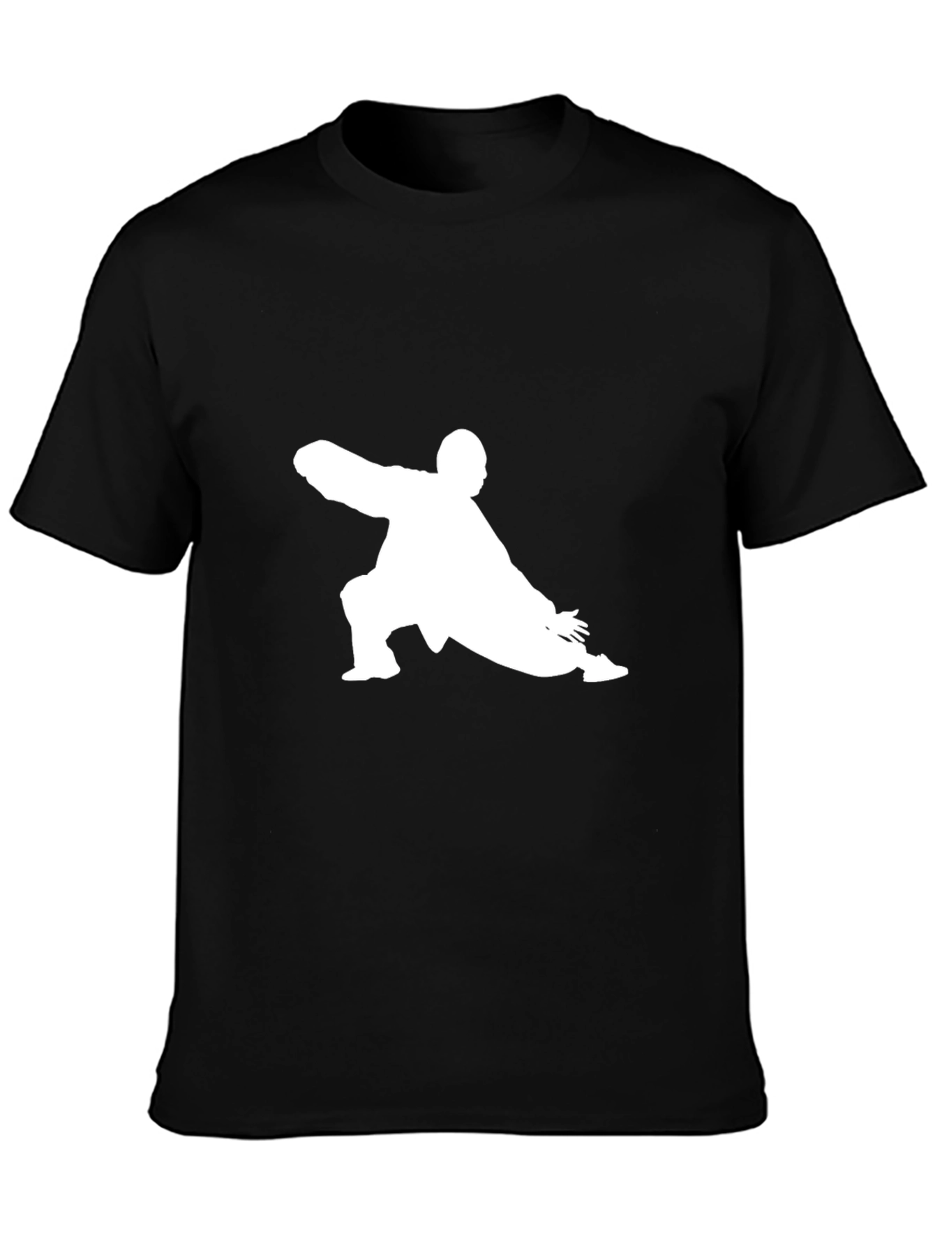 Black T-Shirt with Kung Fu Silhouette Design
