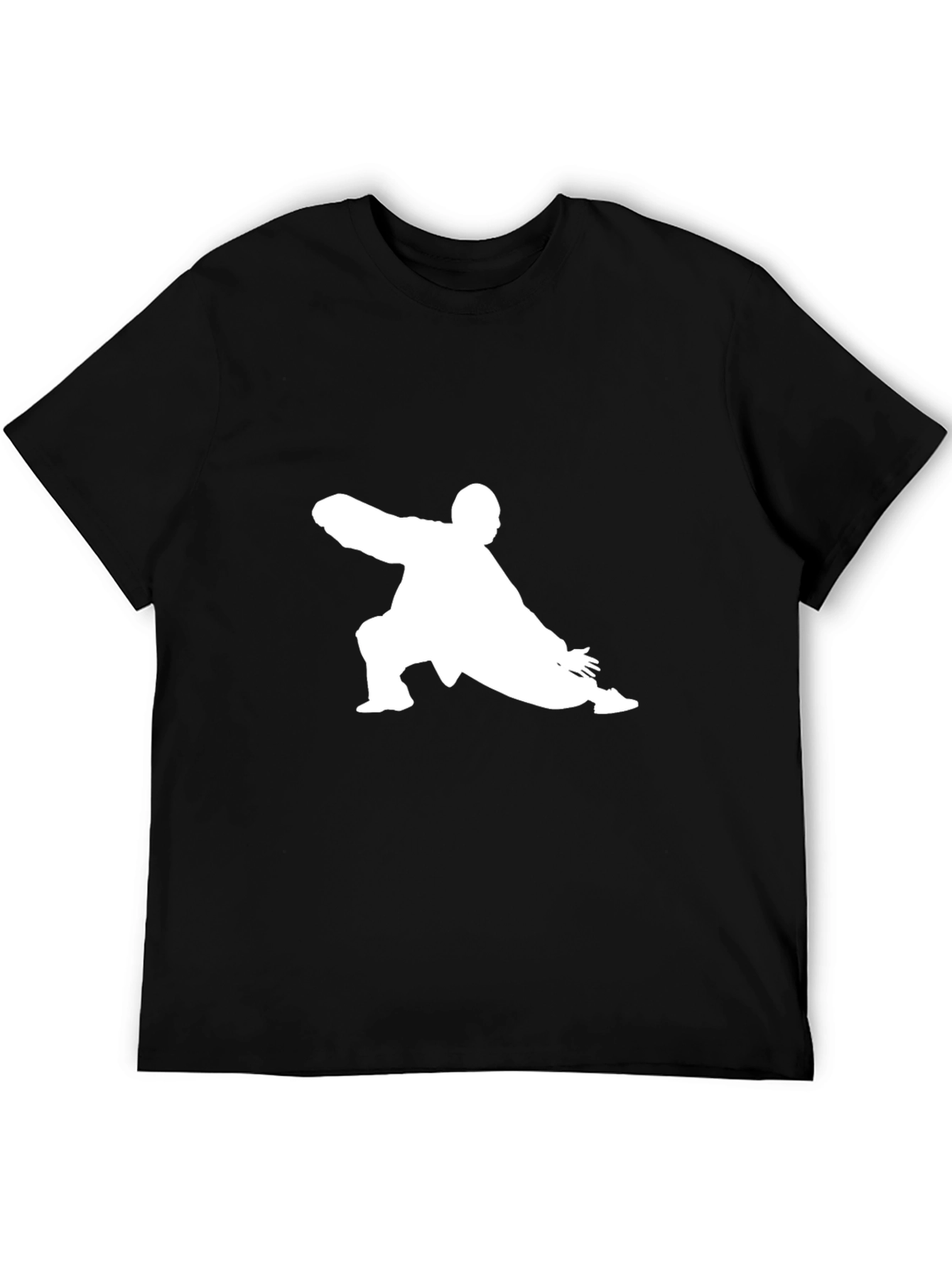 Black T-Shirt with Kung Fu Silhouette Design