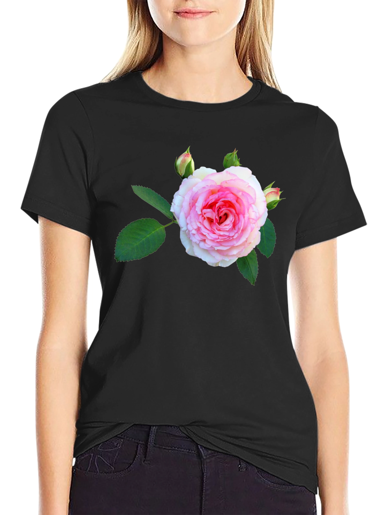Floral Print Black T-Shirt