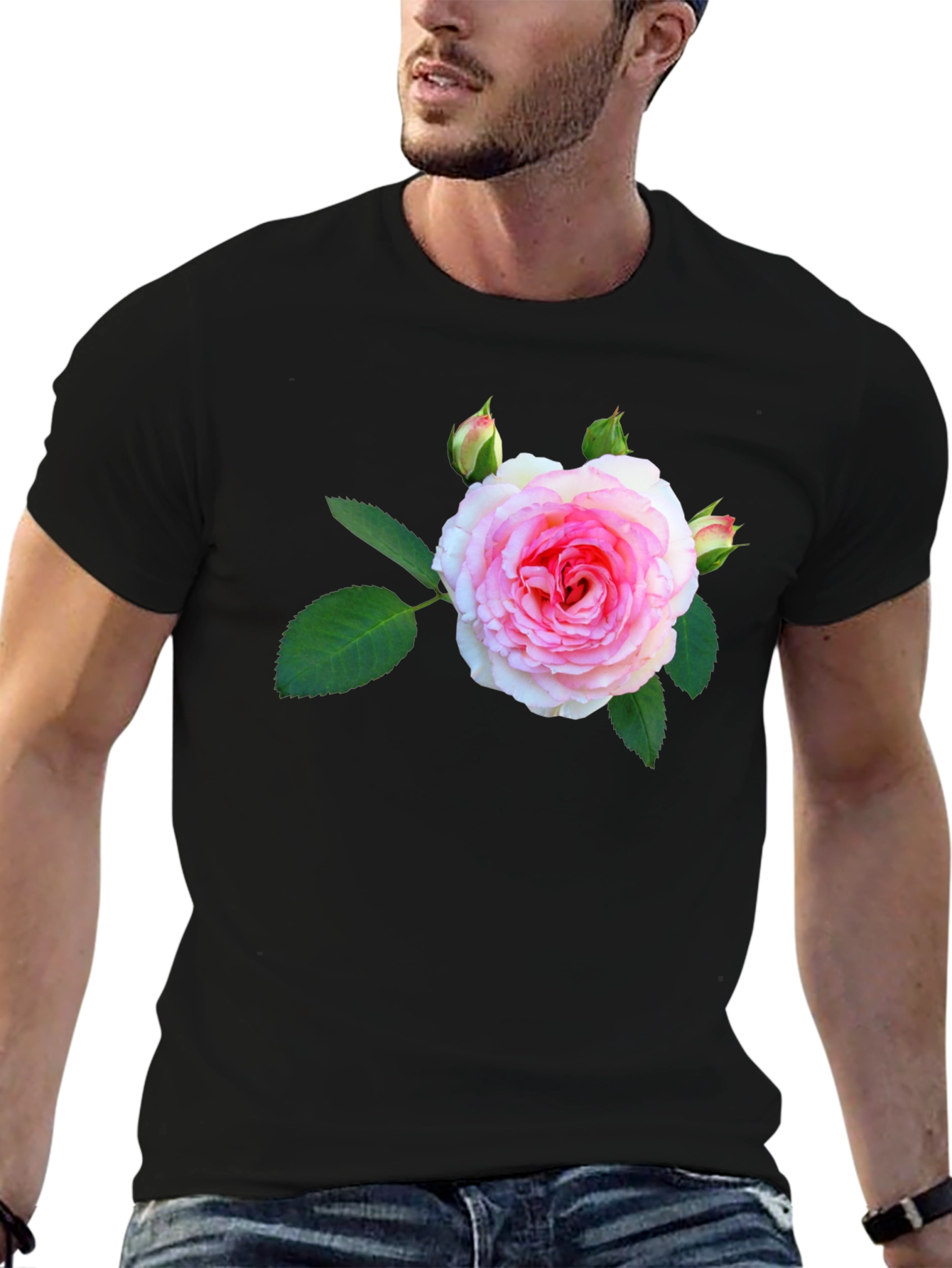 Floral Print Black T-Shirt