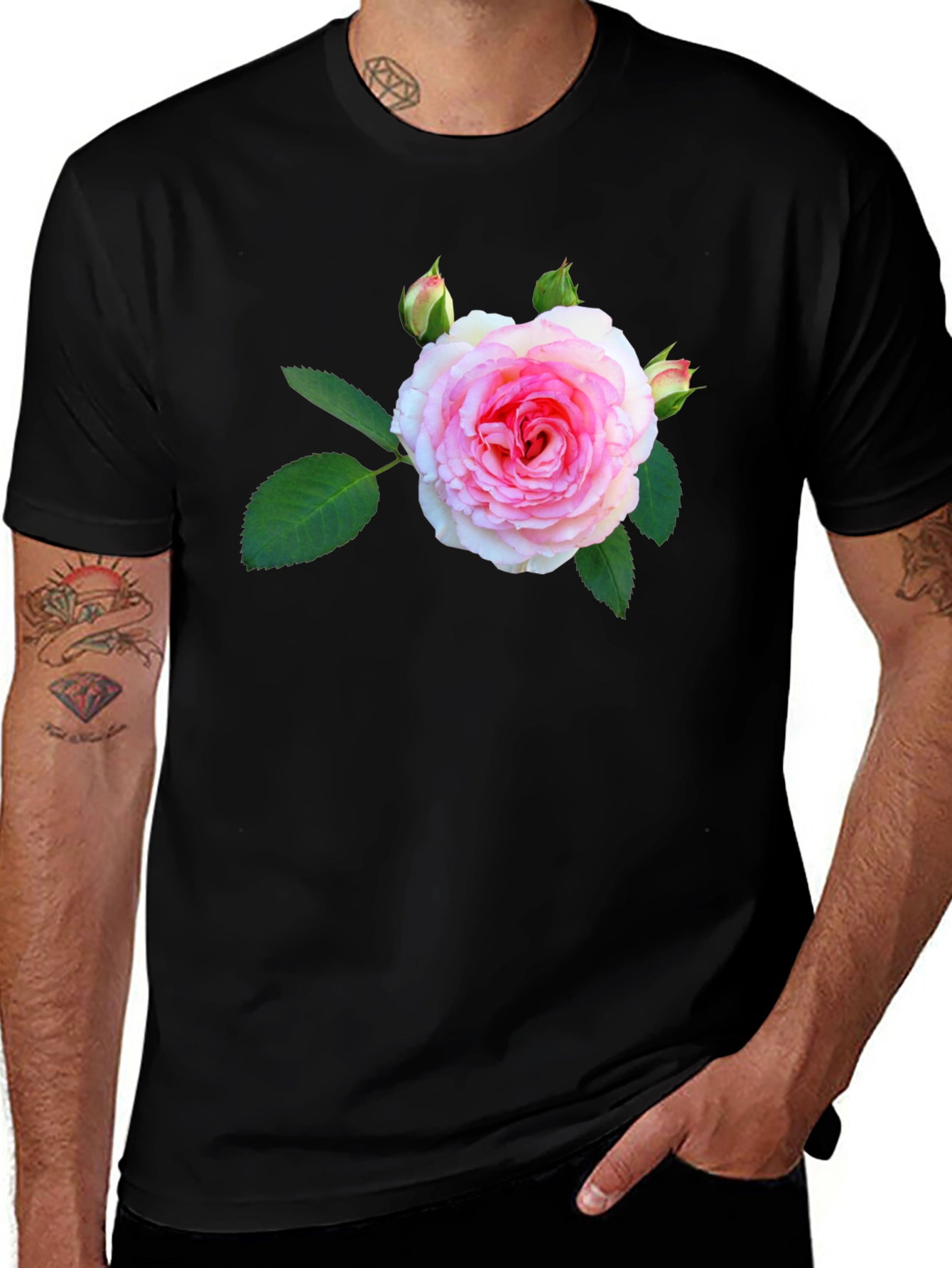 Floral Print Black T-Shirt