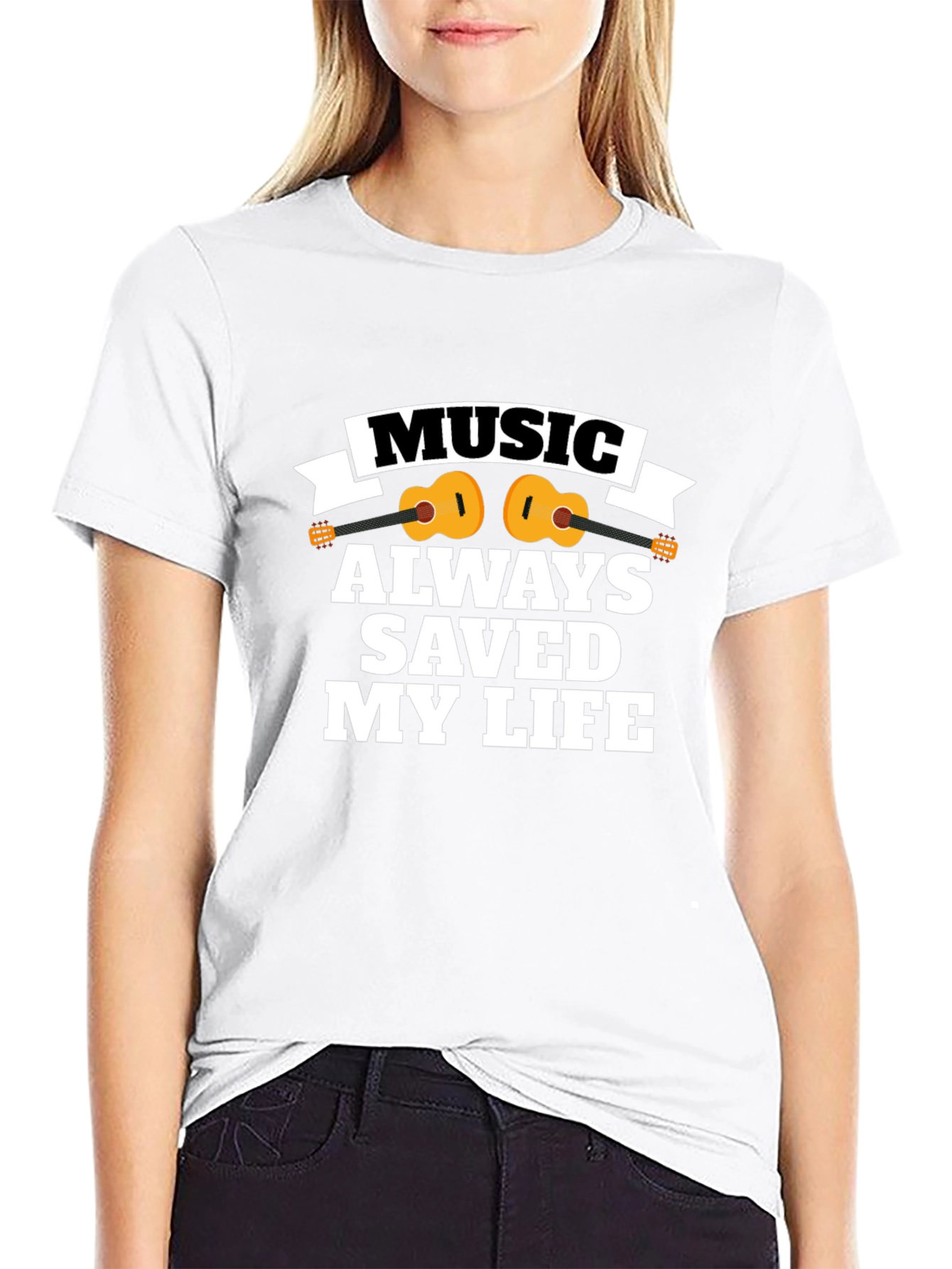 Music Saved My Life Black T-Shirt