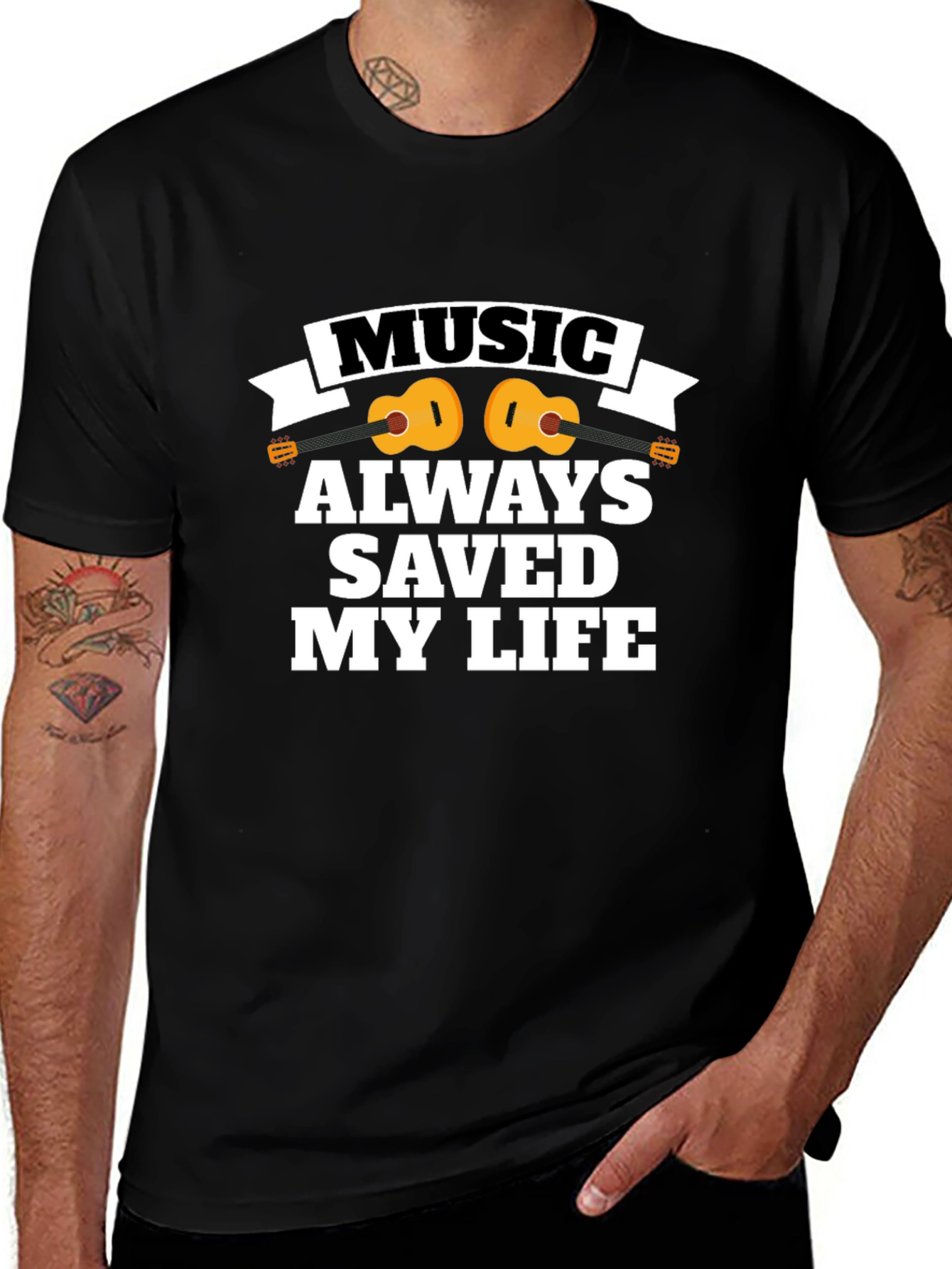 Music Saved My Life Black T-Shirt