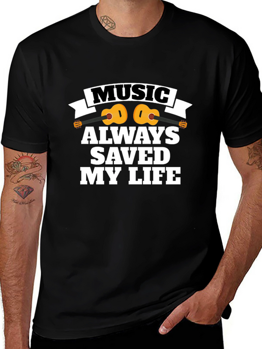 Music Saved My Life Black T-Shirt