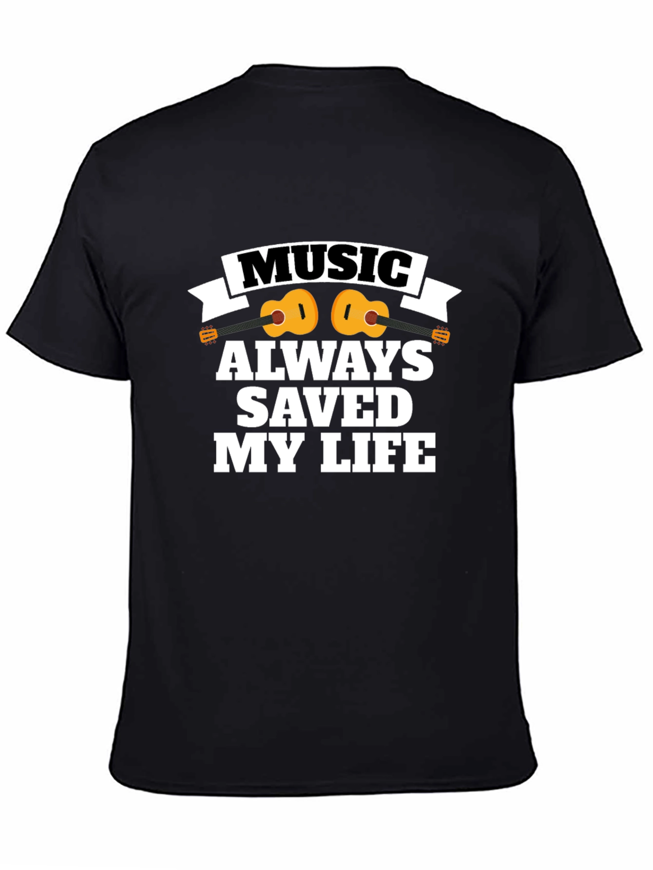 Music Saved My Life Black T-Shirt