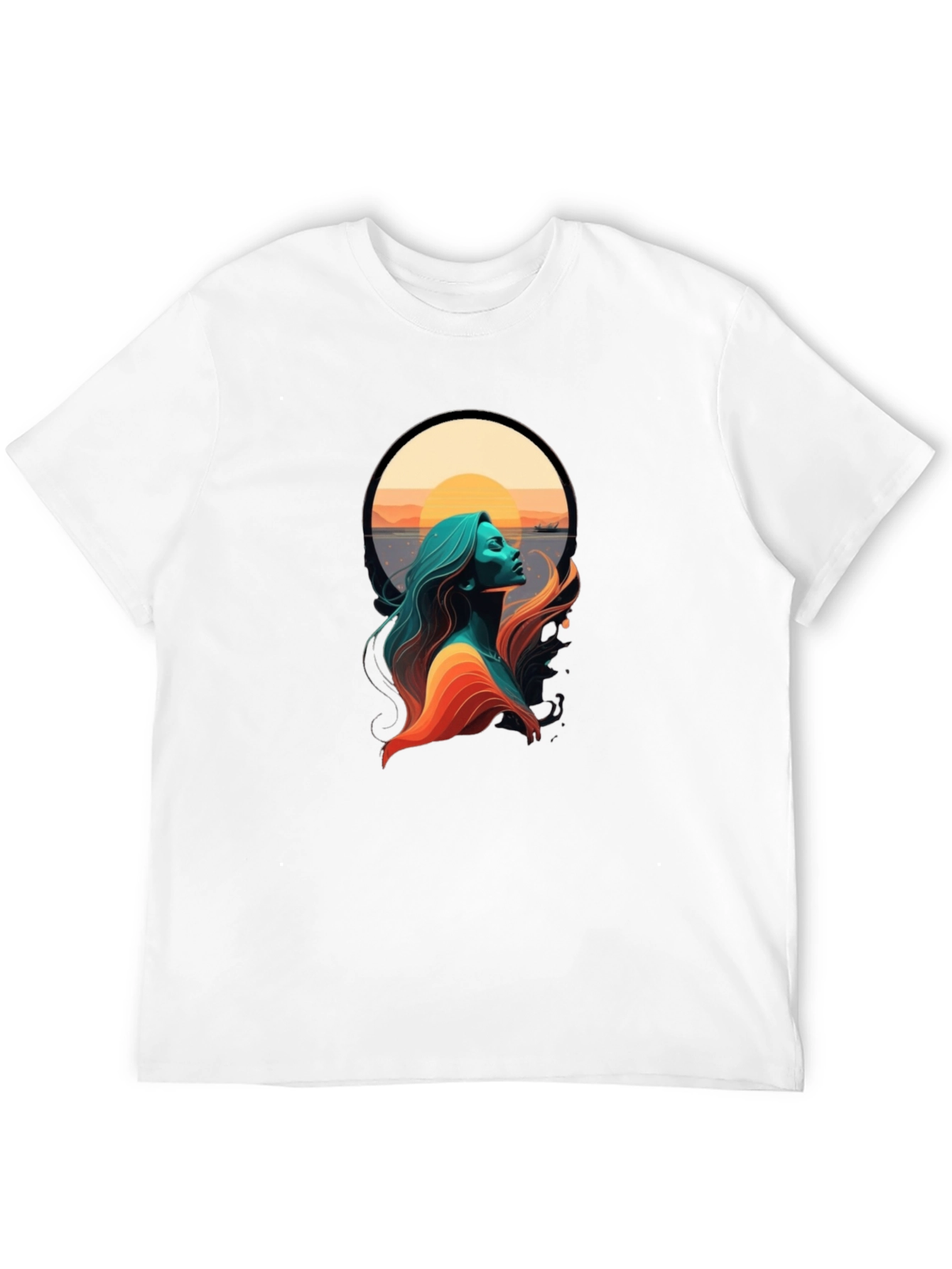 Sunset Woman Graphic Tee - Stylish Black T-Shirt