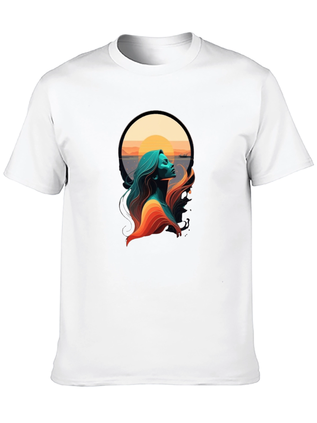 Sunset Woman Graphic Tee - Stylish Black T-Shirt