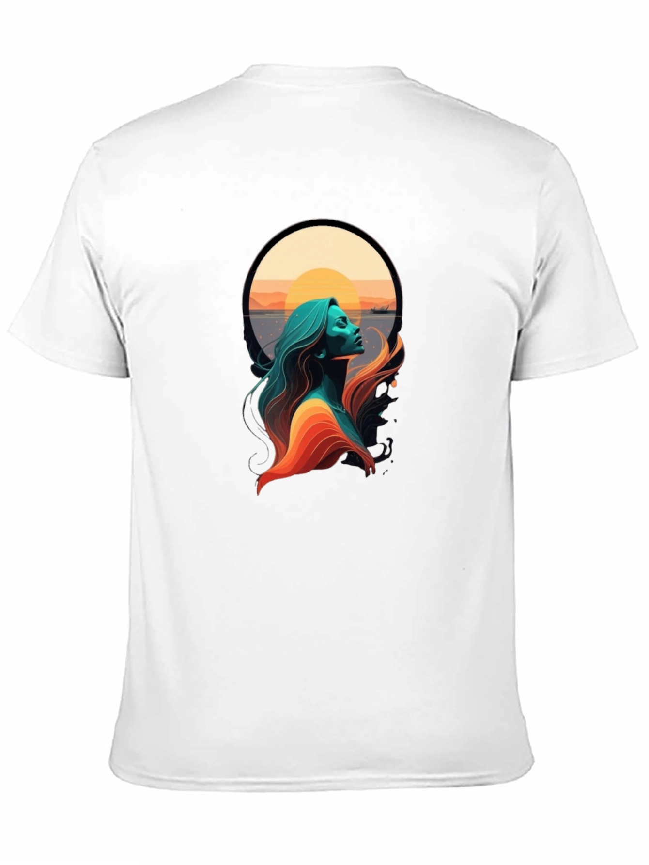 Sunset Woman Graphic Tee - Stylish Black T-Shirt