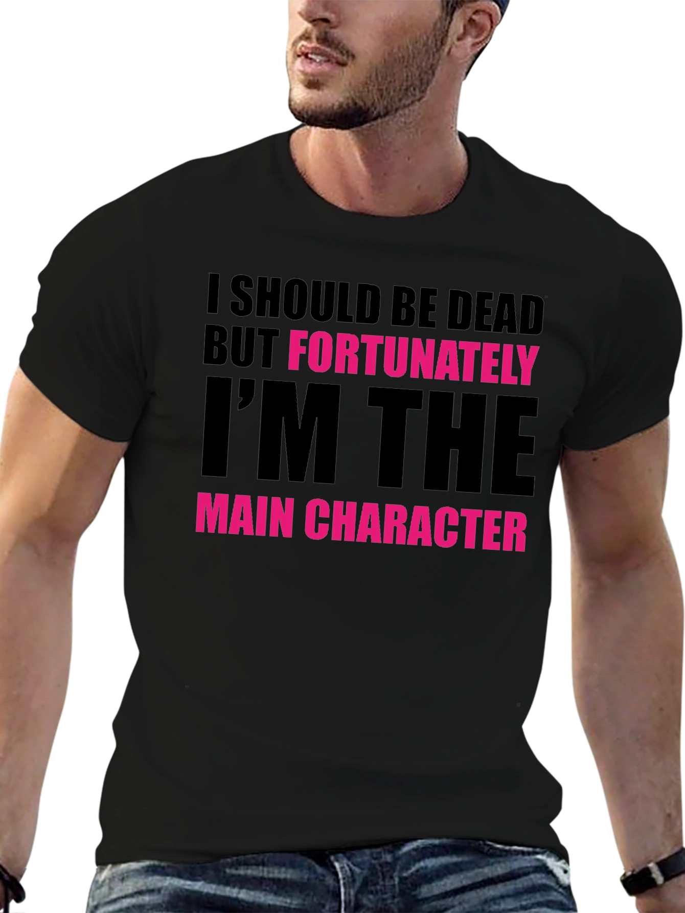 Main Character Graphic Tee - Black Novelty T-Shirt