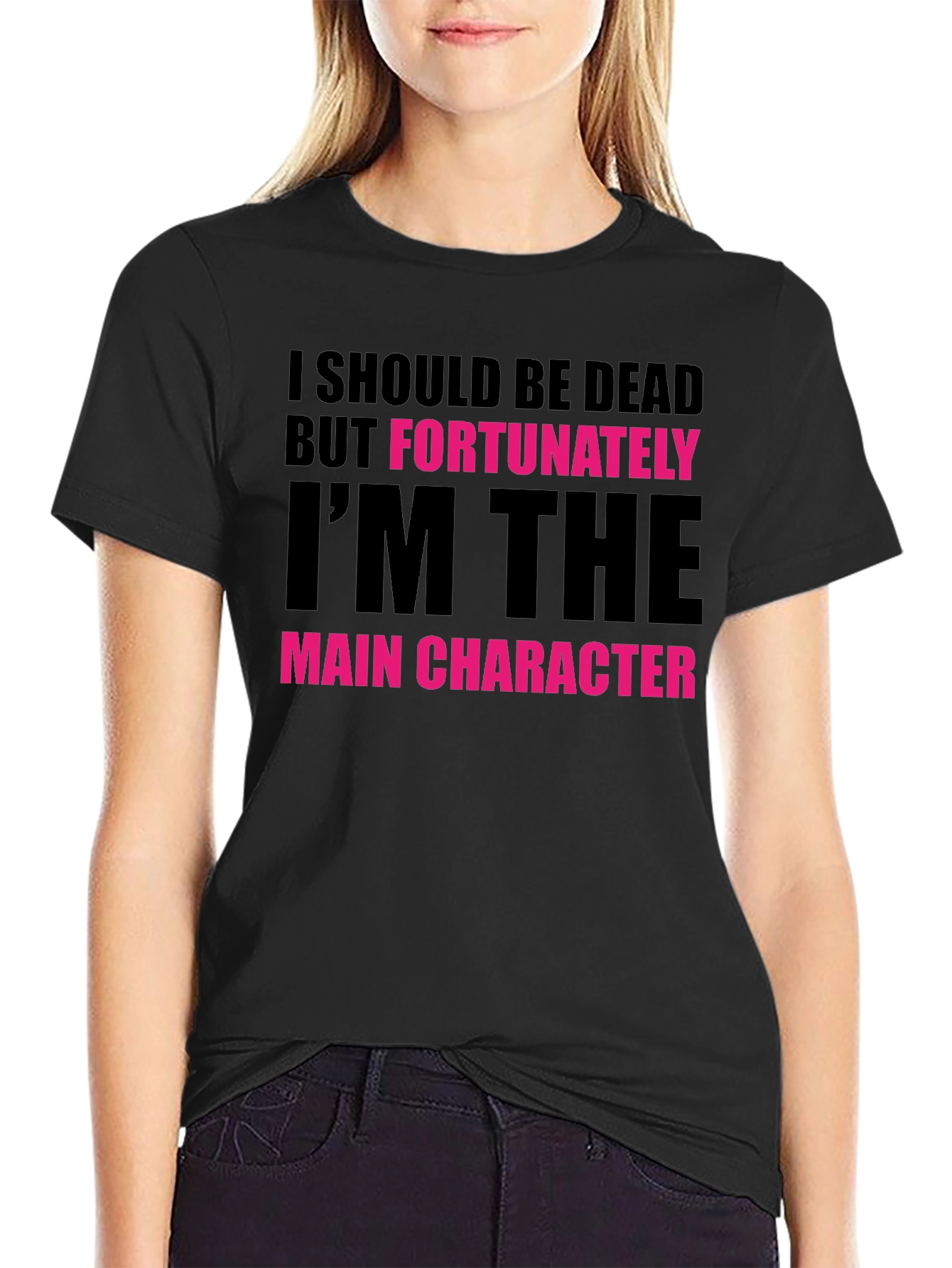 Main Character Graphic Tee - Black Novelty T-Shirt