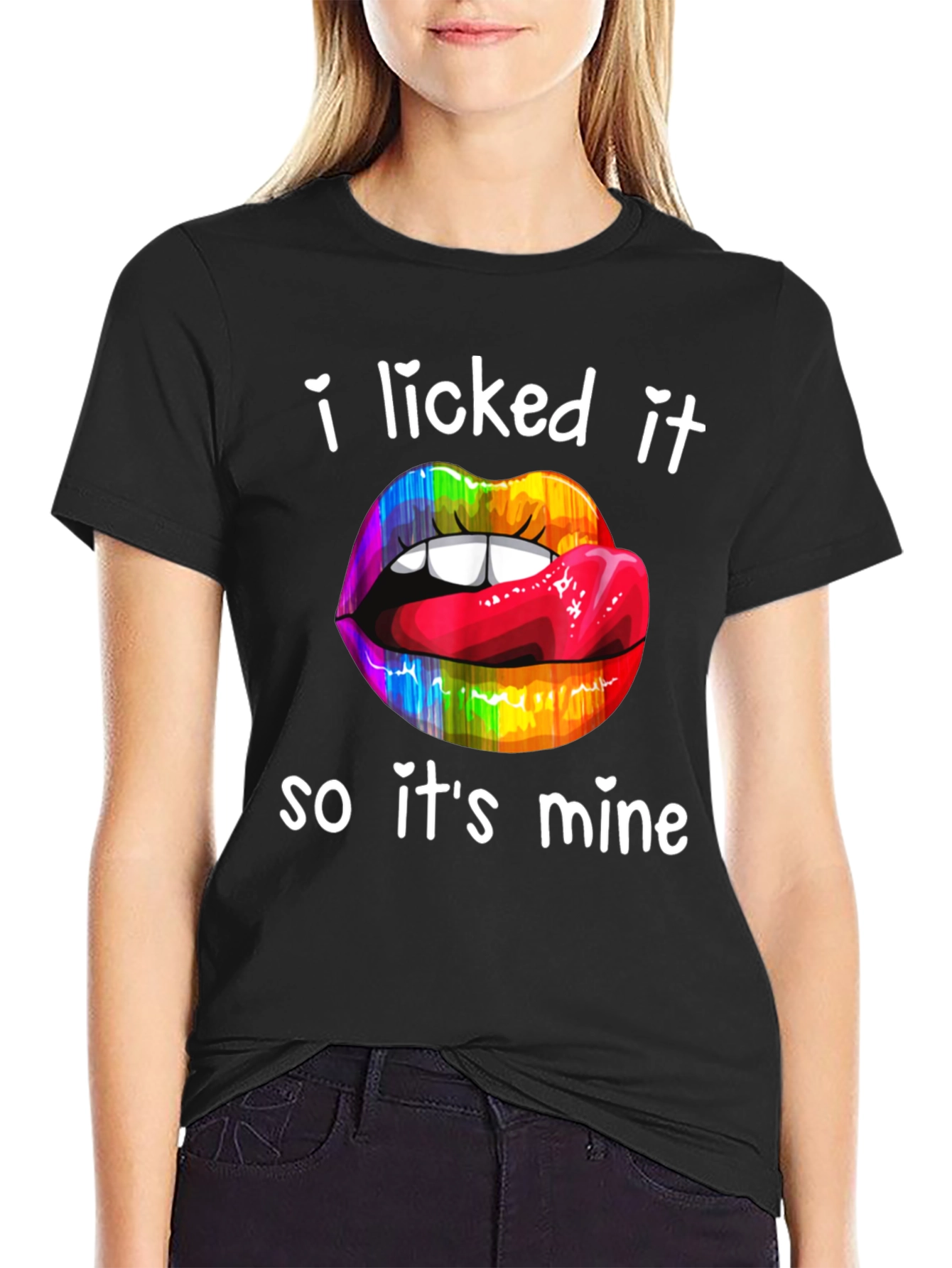 I Licked It Rainbow Lips Graphic T-Shirt