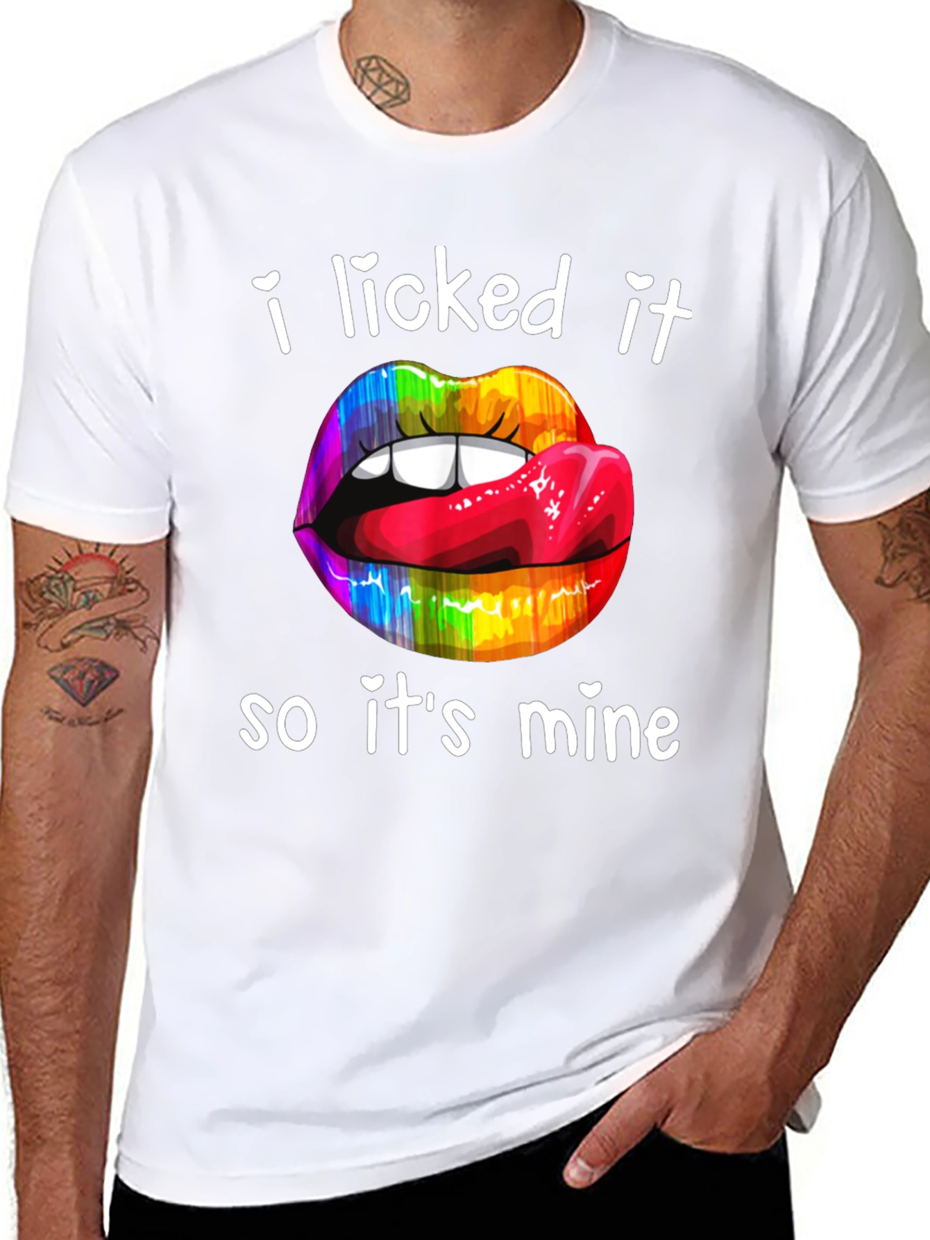 I Licked It Rainbow Lips Graphic T-Shirt