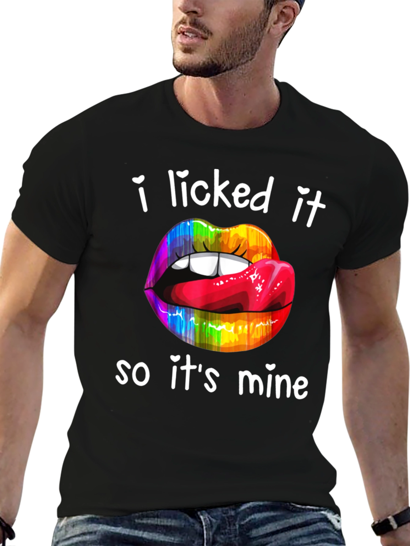I Licked It Rainbow Lips Graphic T-Shirt