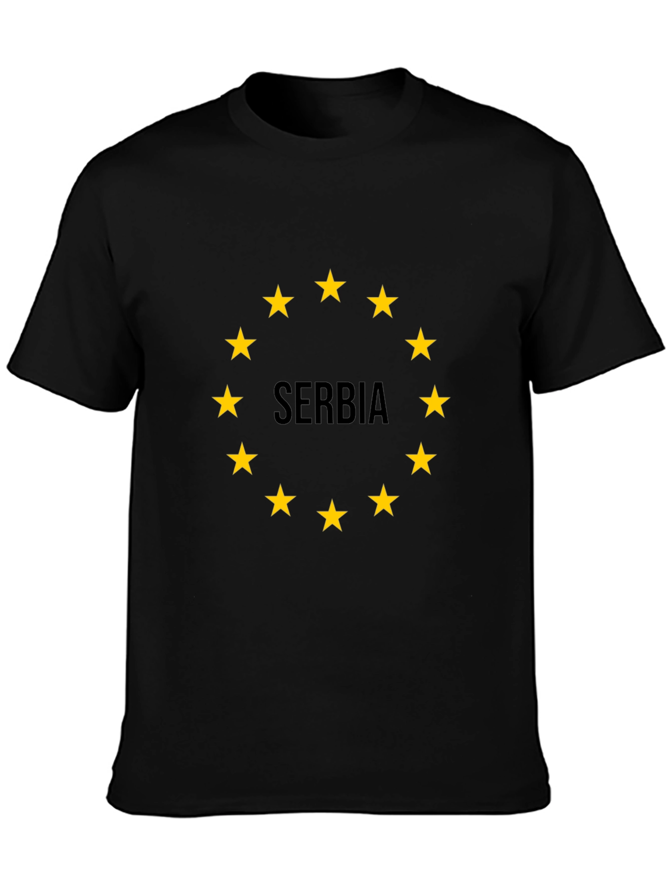 Serbia Flag Star Circle Black T-Shirt