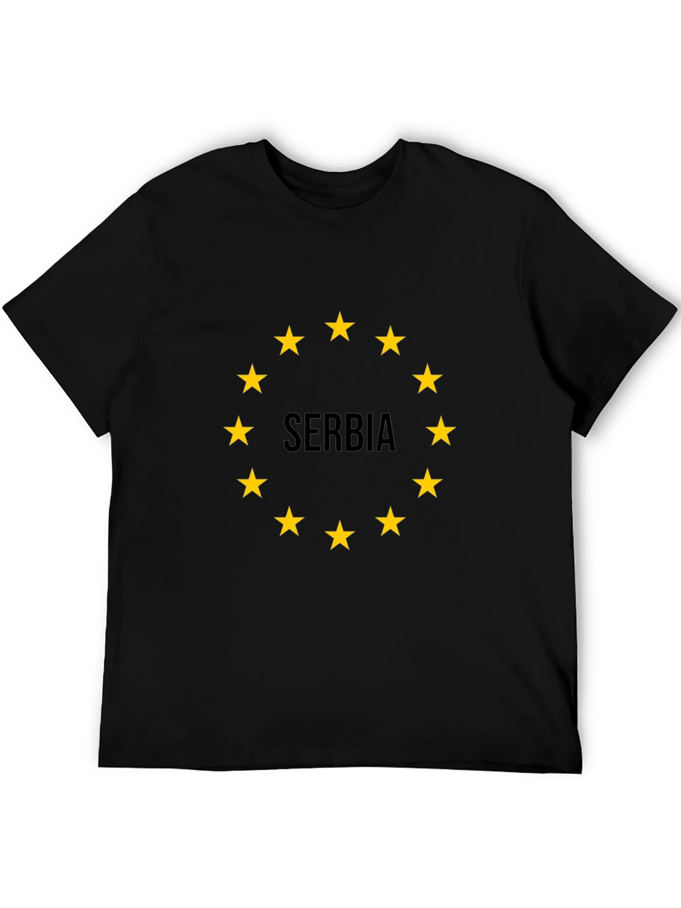 Serbia Flag Star Circle Black T-Shirt