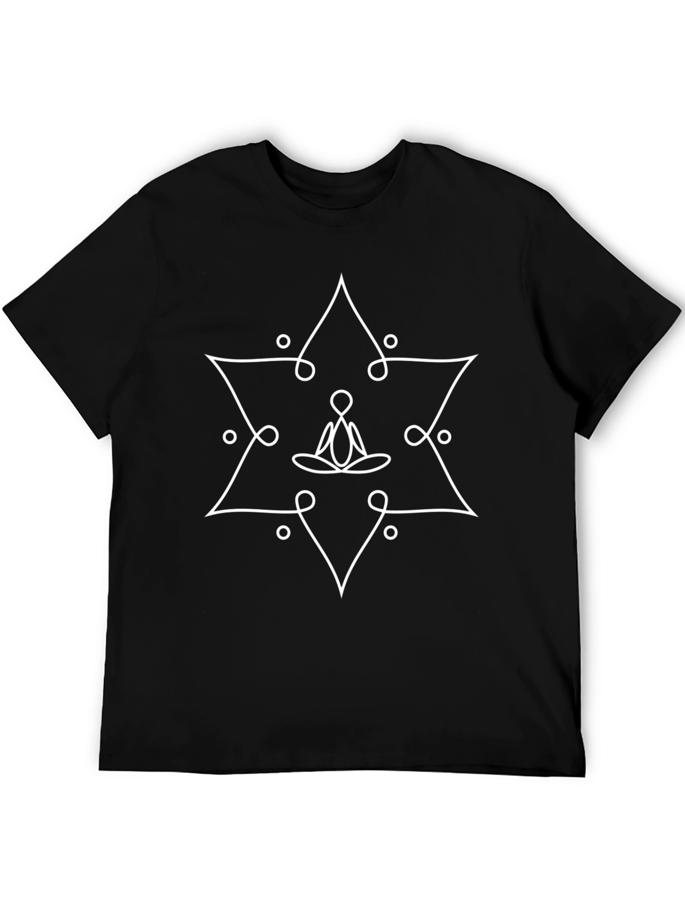 Meditative Star Graphic Tee - Black Cotton T-Shirt