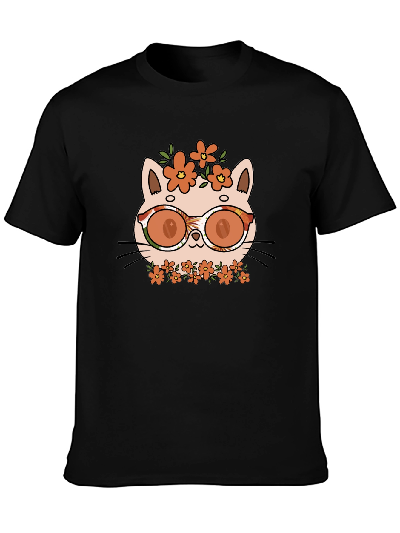 Cool Cat with Flowers T-Shirt