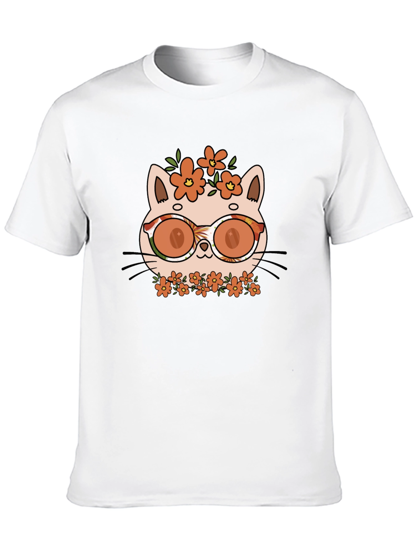 Cool Cat with Flowers T-Shirt