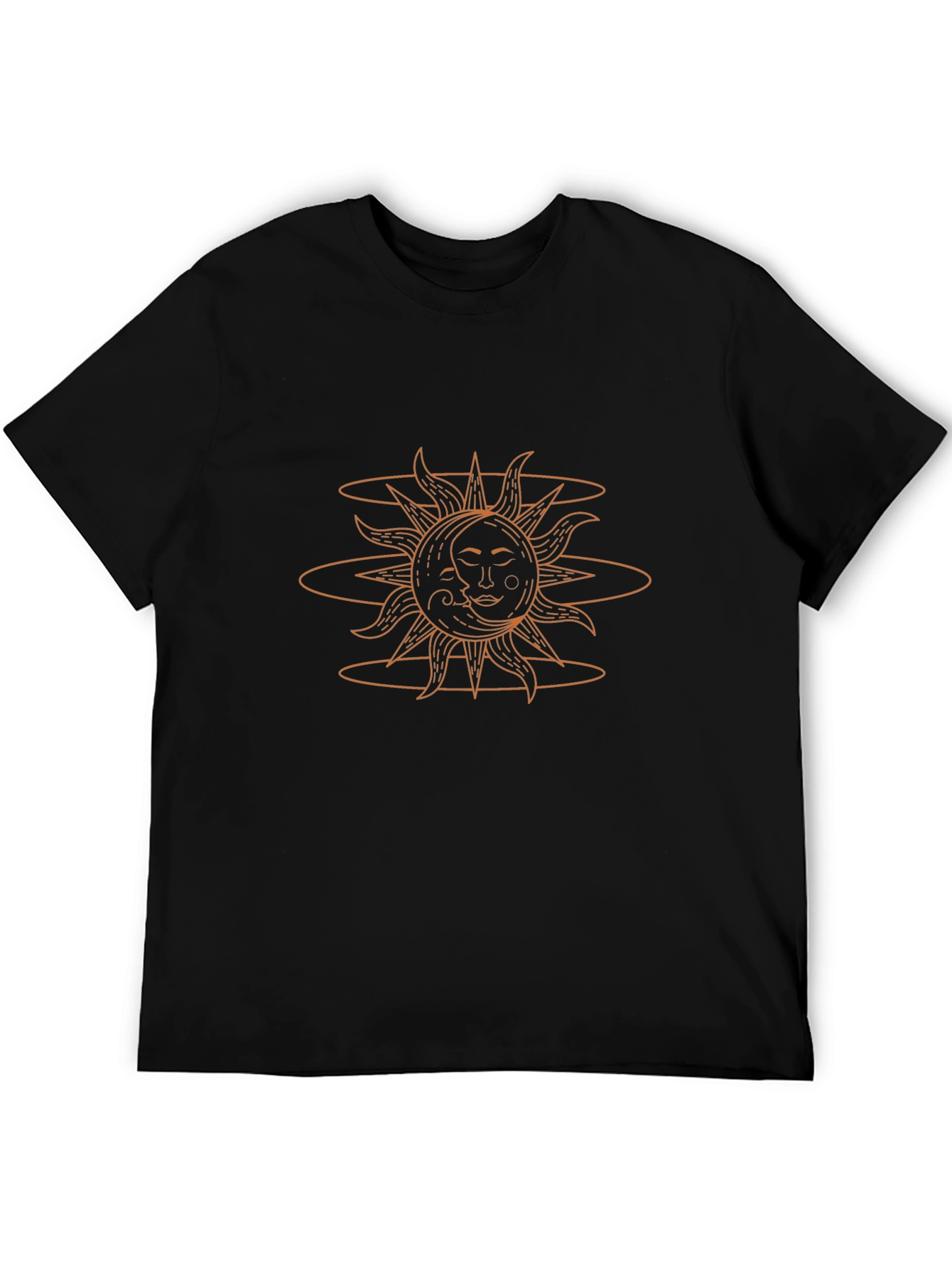 Celestial Sun & Moon Graphic Tee - Black