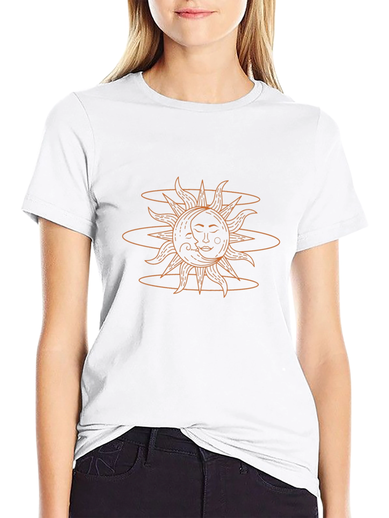 Celestial Sun & Moon Graphic Tee - Black