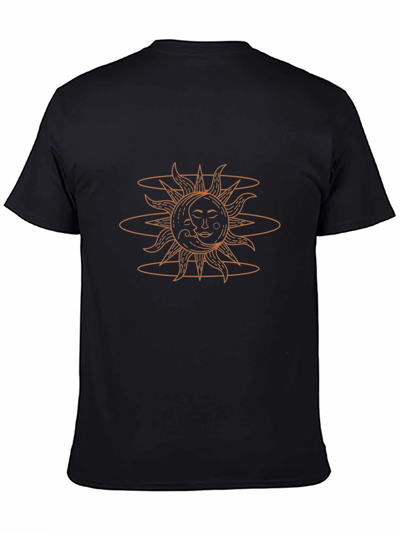 Celestial Sun & Moon Graphic Tee - Black