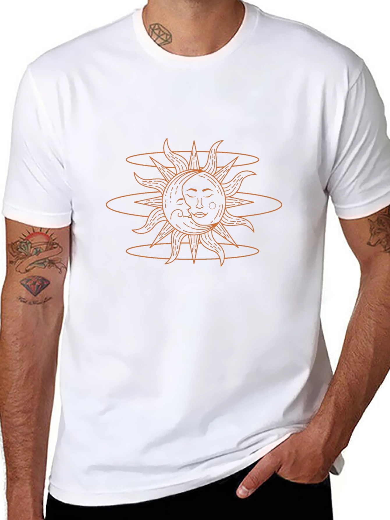 Celestial Sun & Moon Graphic Tee - Black