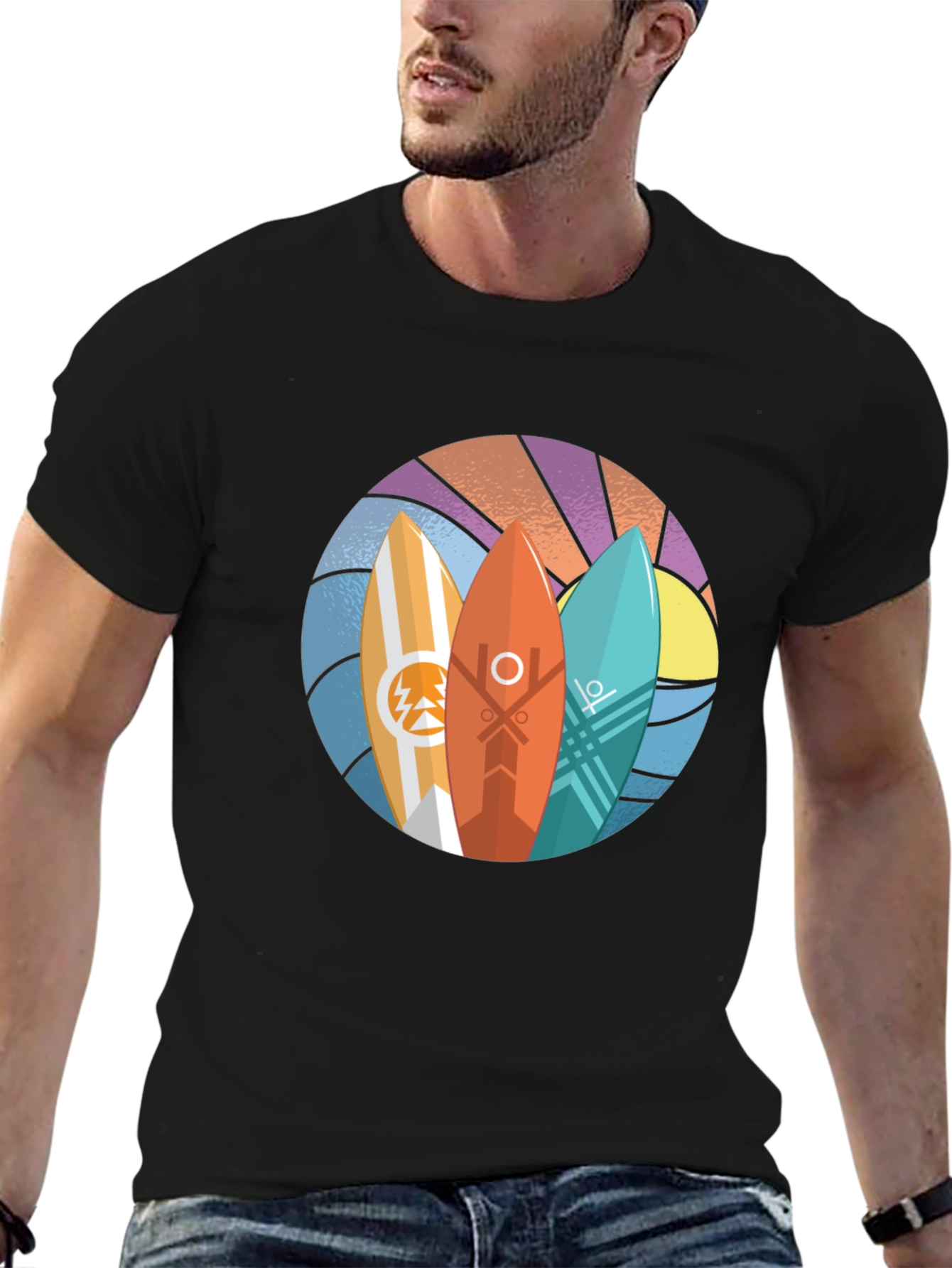 Surfboards Graphic Black Tee