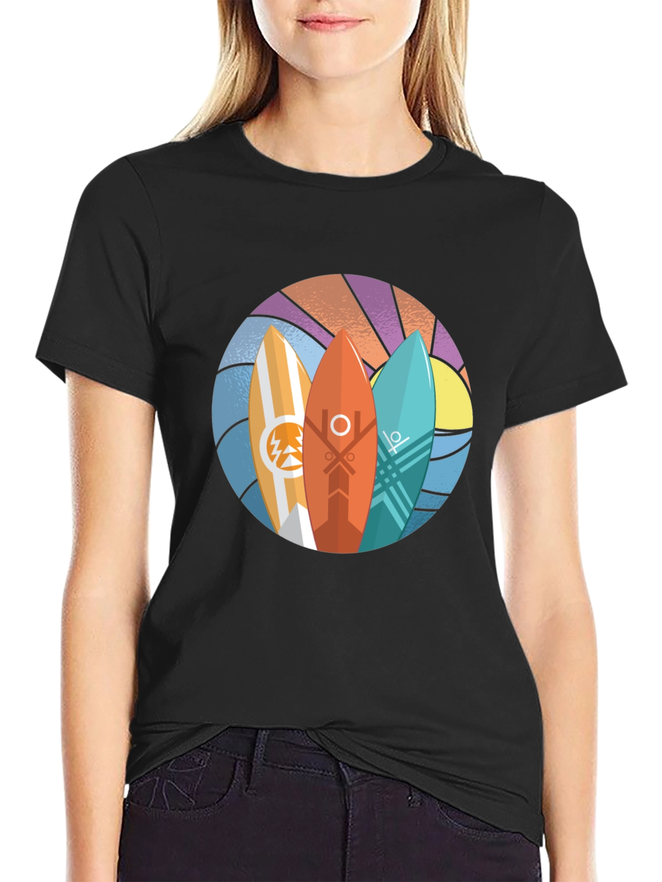 Surfboards Graphic Black Tee