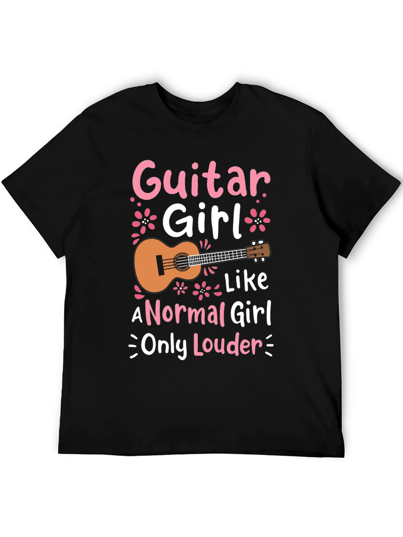 Guitar Girl Graphic Tee - Black Casual T-Shirt
