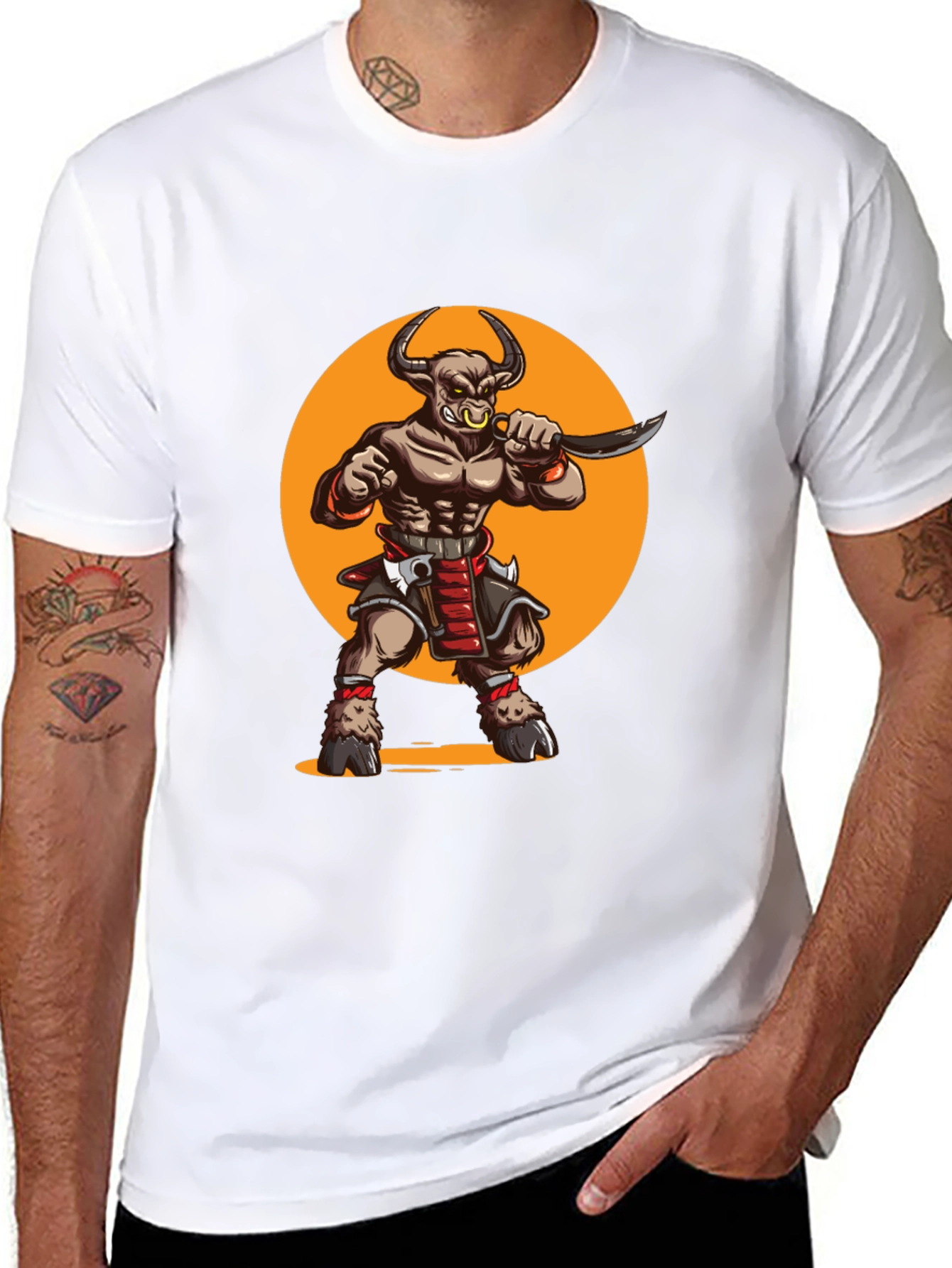Minotaur Warrior Graphic Tee - Black Cotton Shirt