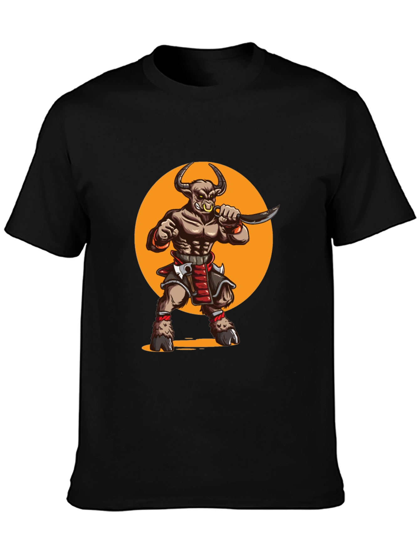 Minotaur Warrior Graphic Tee - Black Cotton Shirt