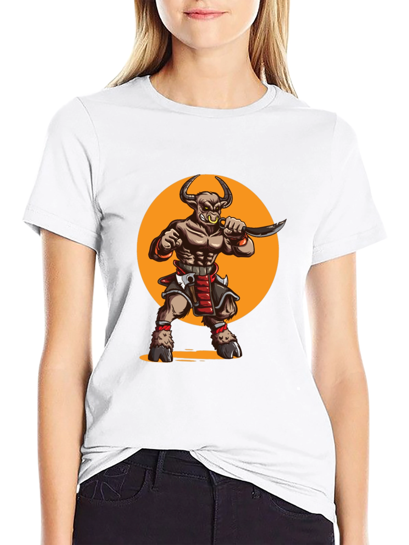 Minotaur Warrior Graphic Tee - Black Cotton Shirt