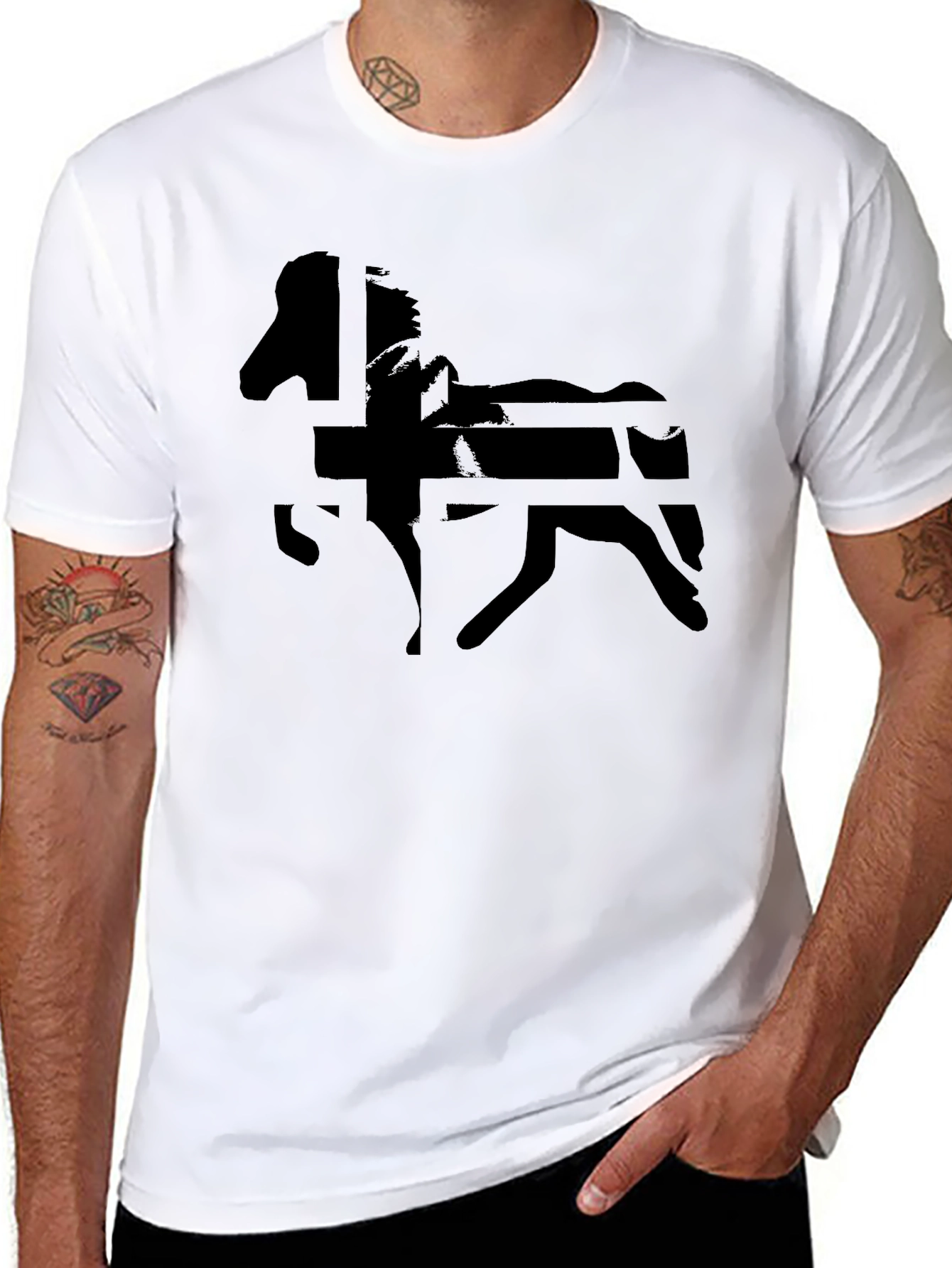 Black Horse Graphic Tee - Mens Casual Shirt
