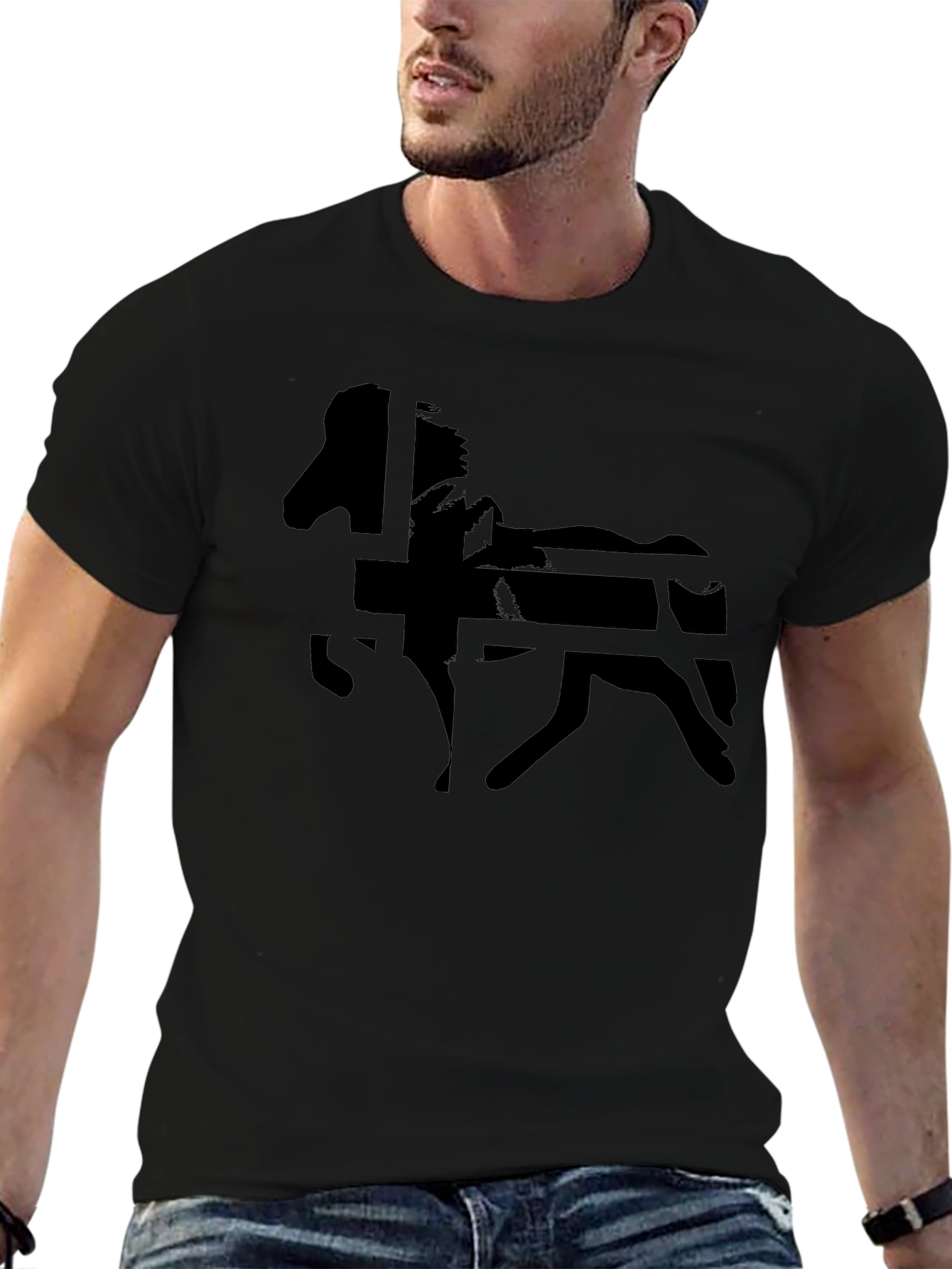 Black Horse Graphic Tee - Mens Casual Shirt