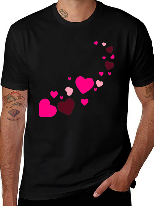 Heart Cascade Mens Black T-Shirt