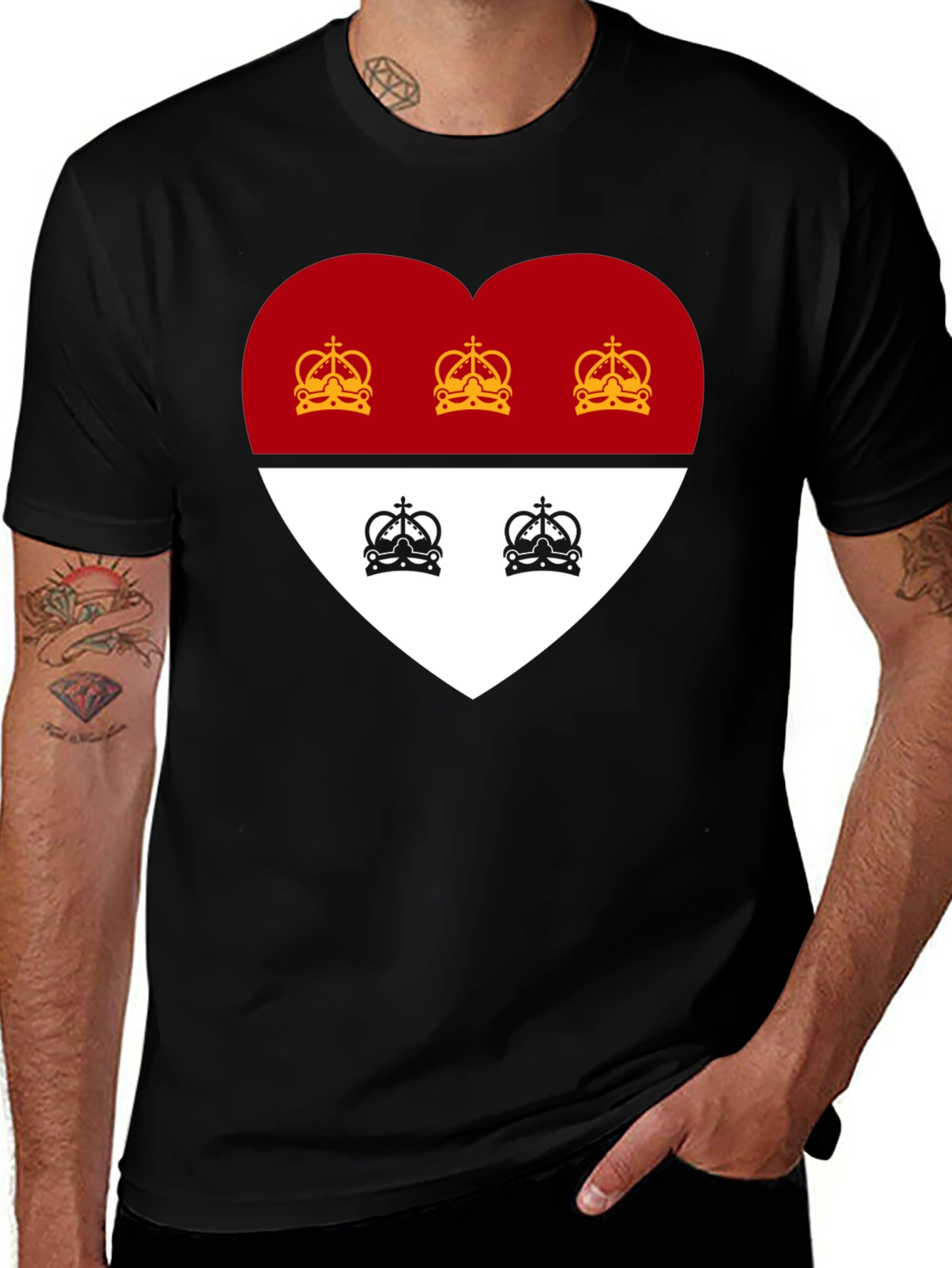 Heart Crest Graphic Tee - Stylish Black T-Shirt