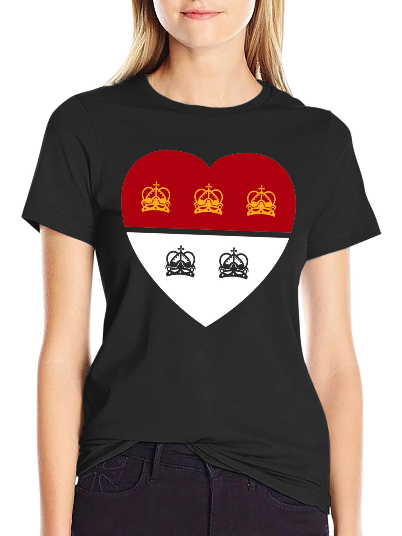 Heart Crest Graphic Tee - Stylish Black T-Shirt