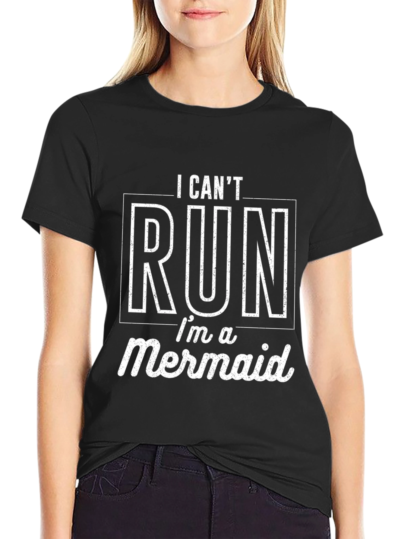 I Cant Run Im a Mermaid Black T-Shirt