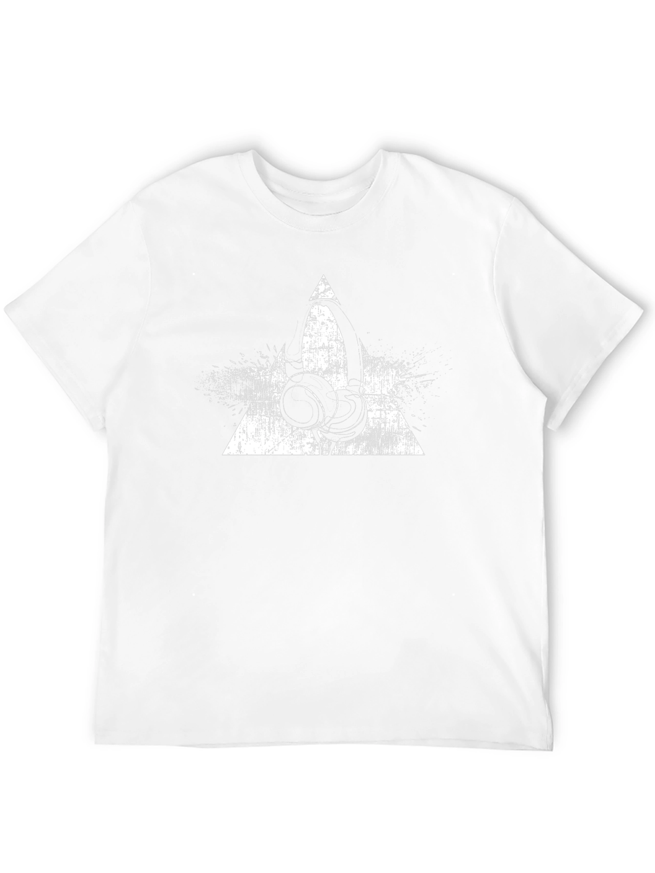 Grunge Headphone Graphic Tee - Black Cotton T-Shirt