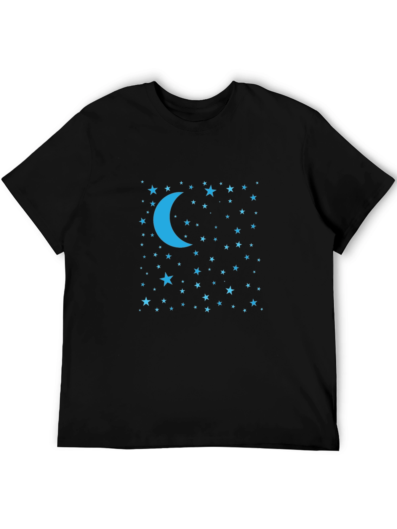 Celestial Moon & Stars Graphic Tee - Black