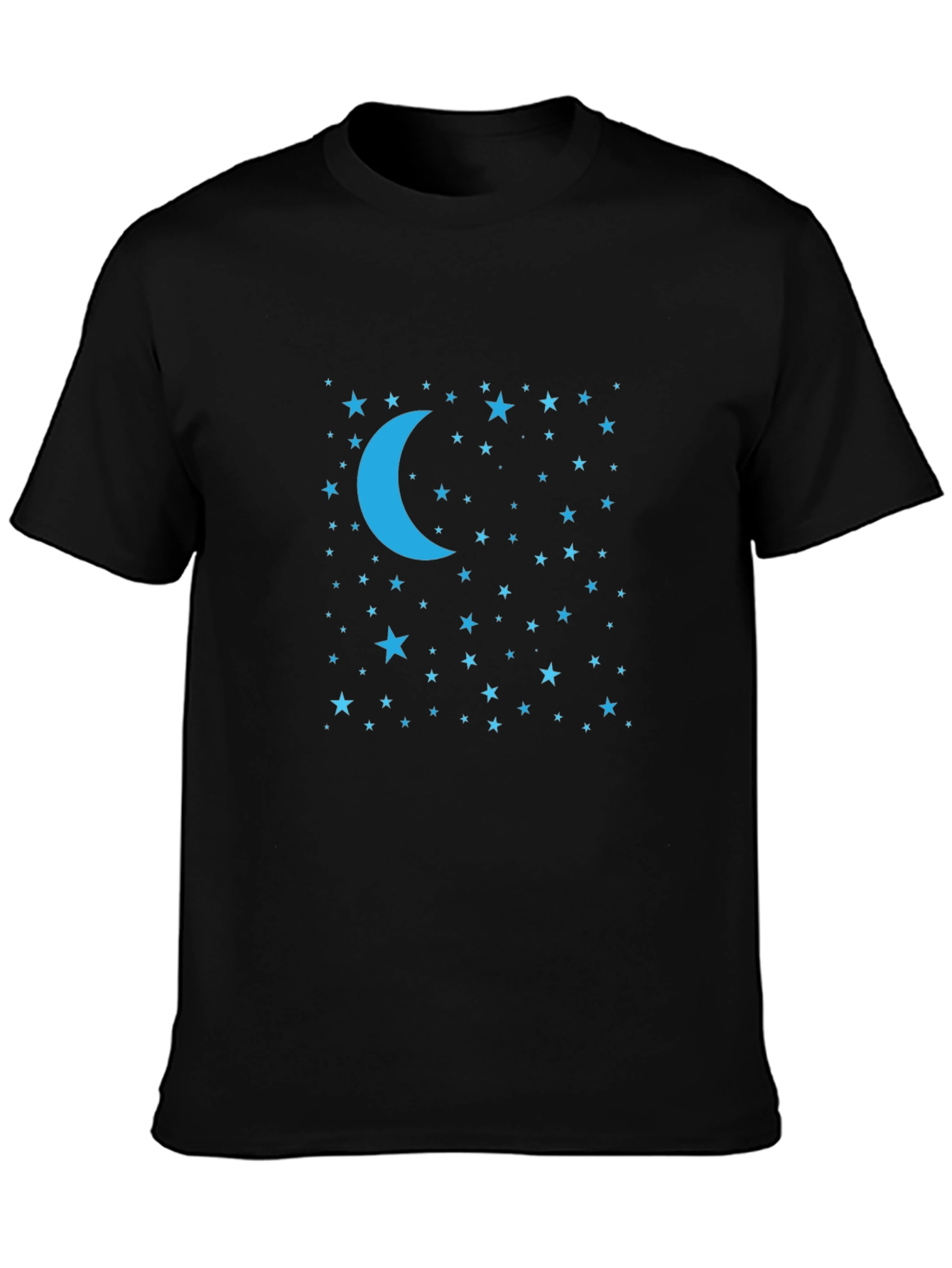 Celestial Moon & Stars Graphic Tee - Black