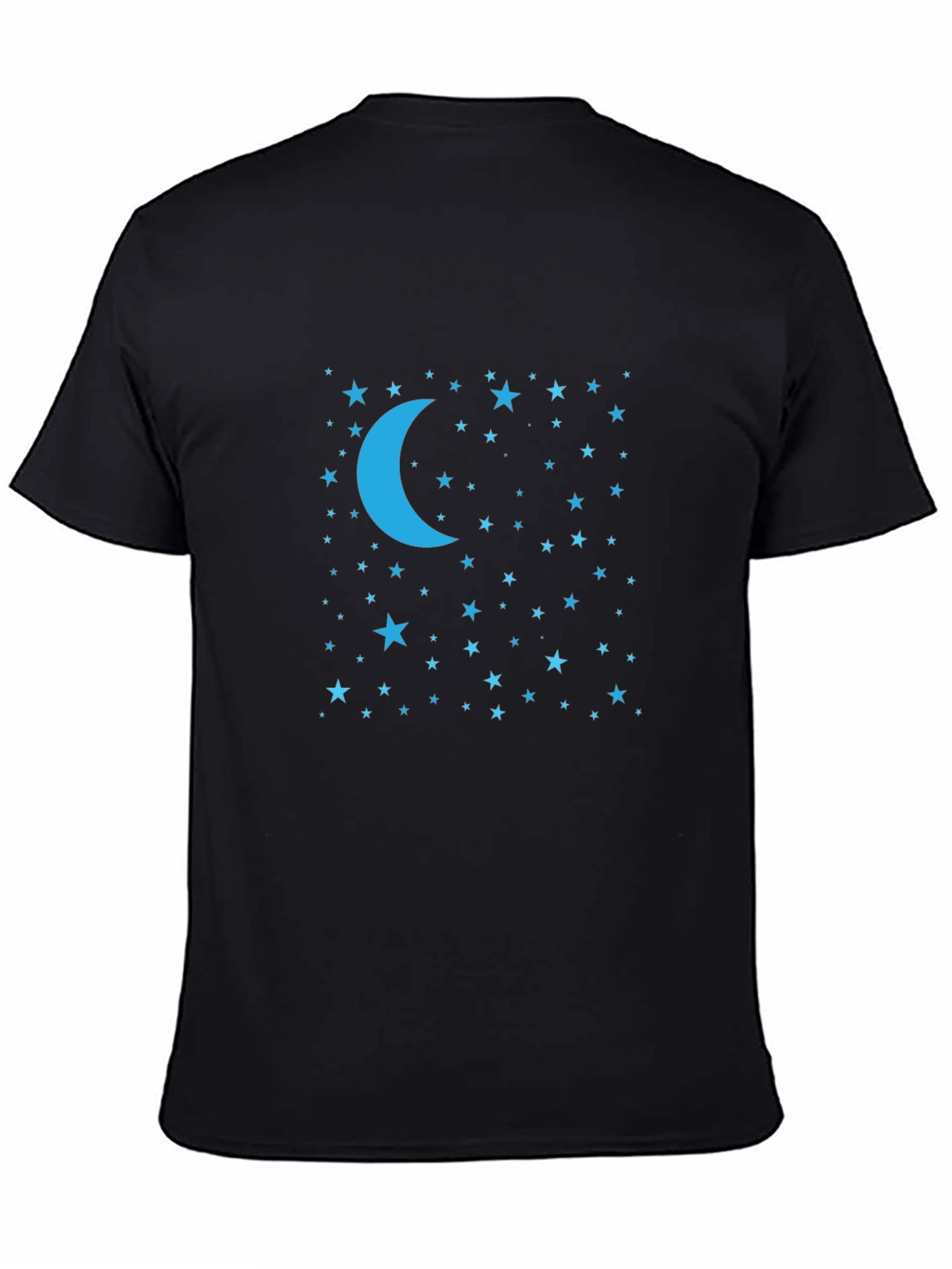 Celestial Moon & Stars Graphic Tee - Black