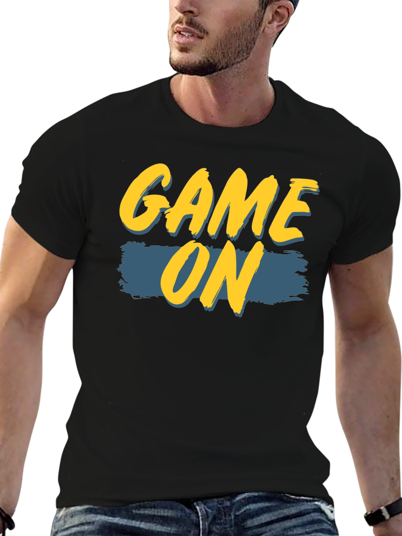 Game On Graphic Print Black T-Shirt
