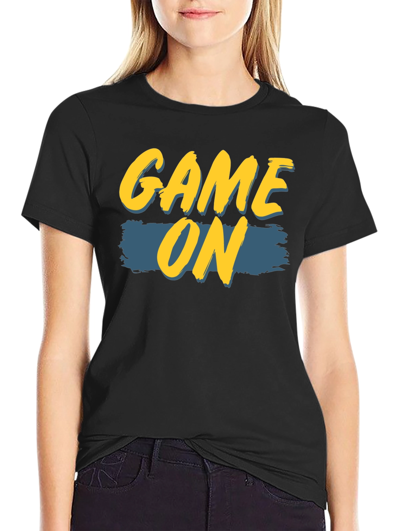 Game On Graphic Print Black T-Shirt